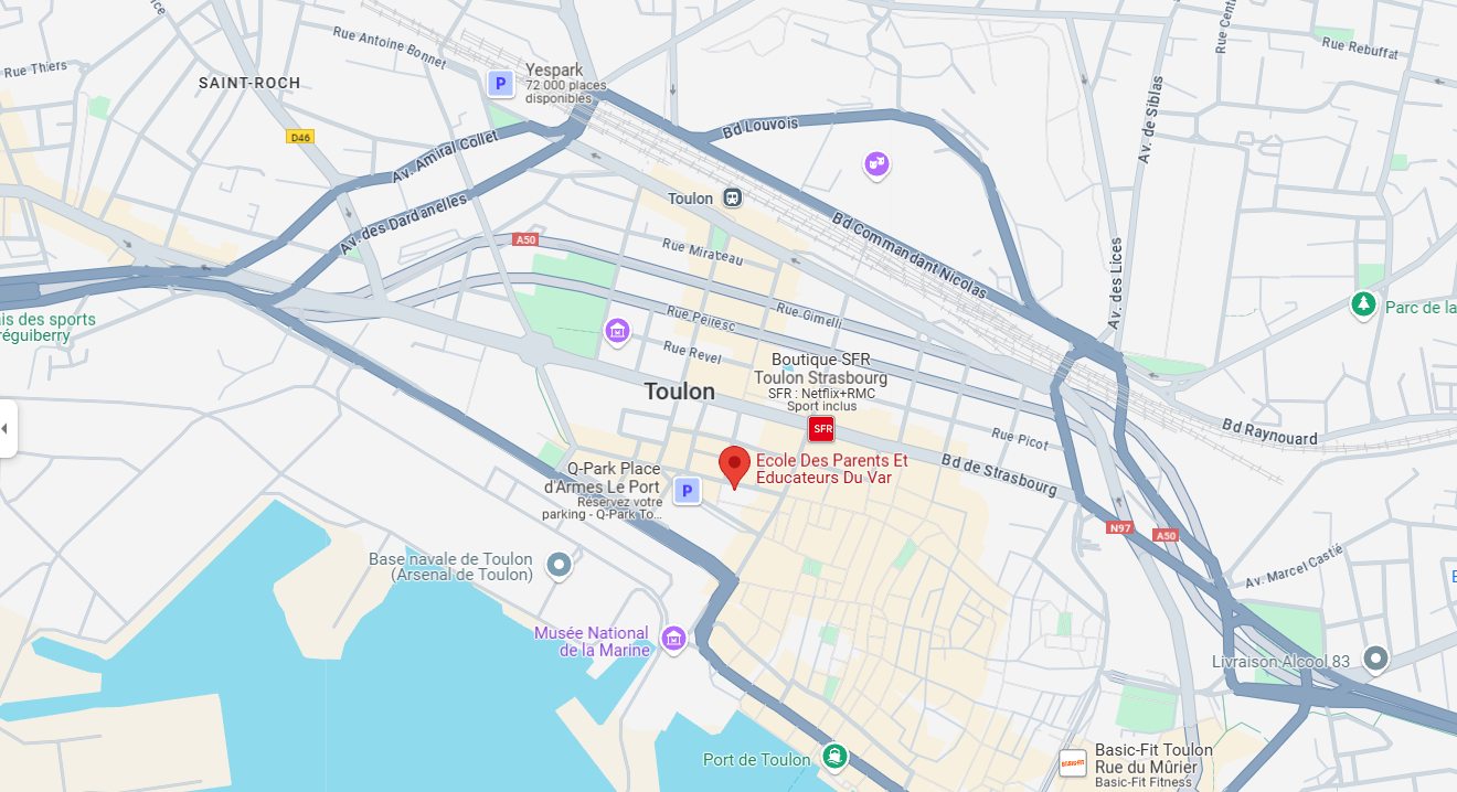 Localisation de l'EPE83 à Toulon