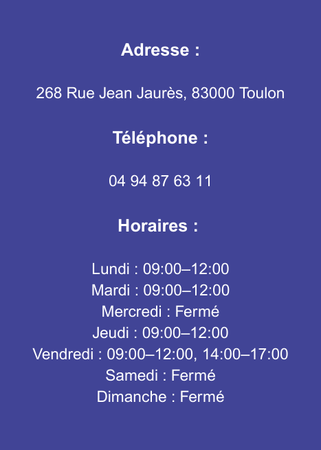 Adresse, Horaires et Téléphone de l'EPE83