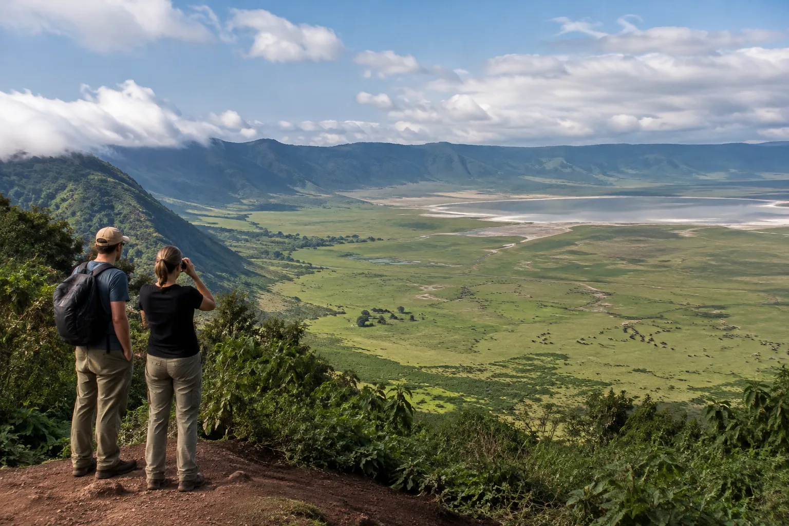 Uitzicht vanaf de rand over de Ngorongoro krater