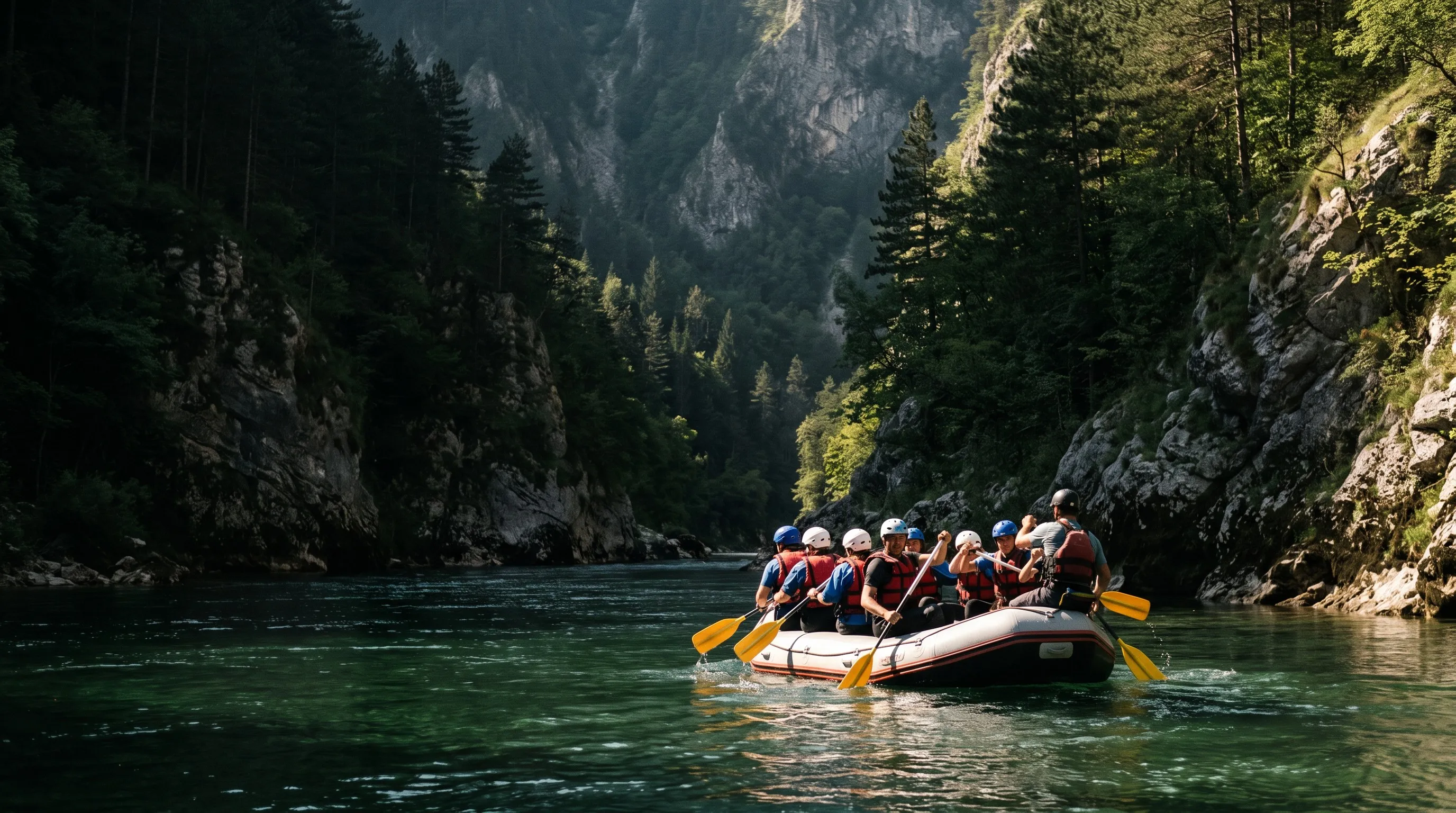 Raften over de Tara rivier door de canyon in Montenegro