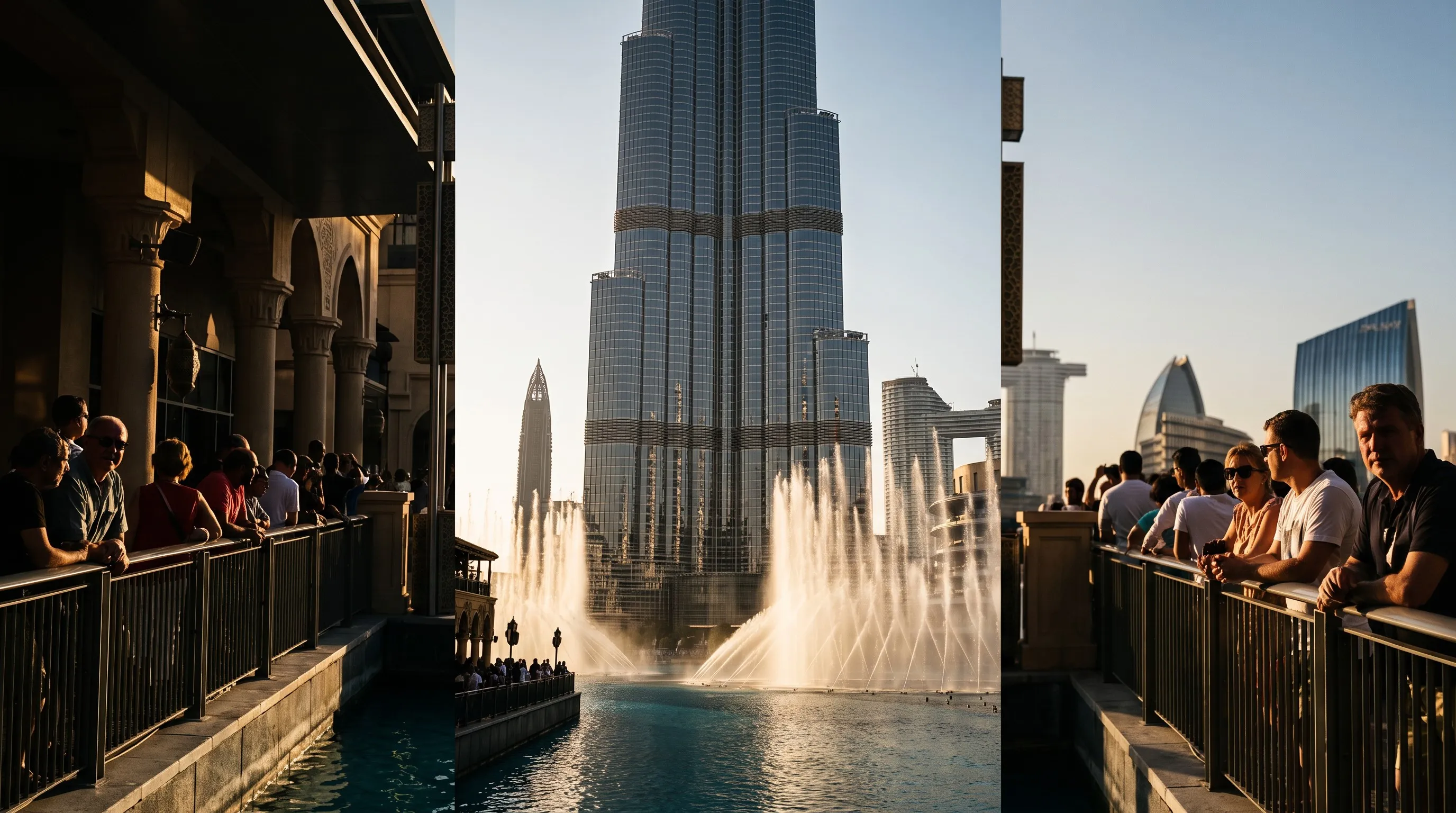 De fonteinshow aan de voet van de Burj Khalifa in Downtown Dubai