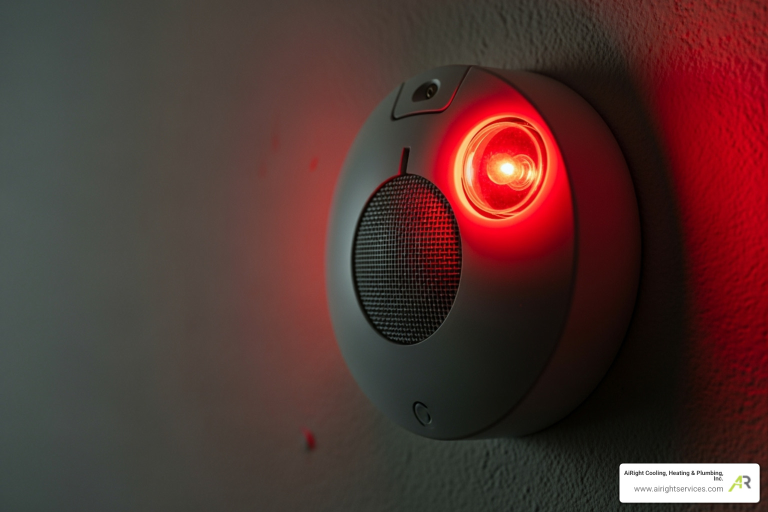 carbon monoxide detector alarming in a dimly lit room - 24 hour heating service in carlsbad ca