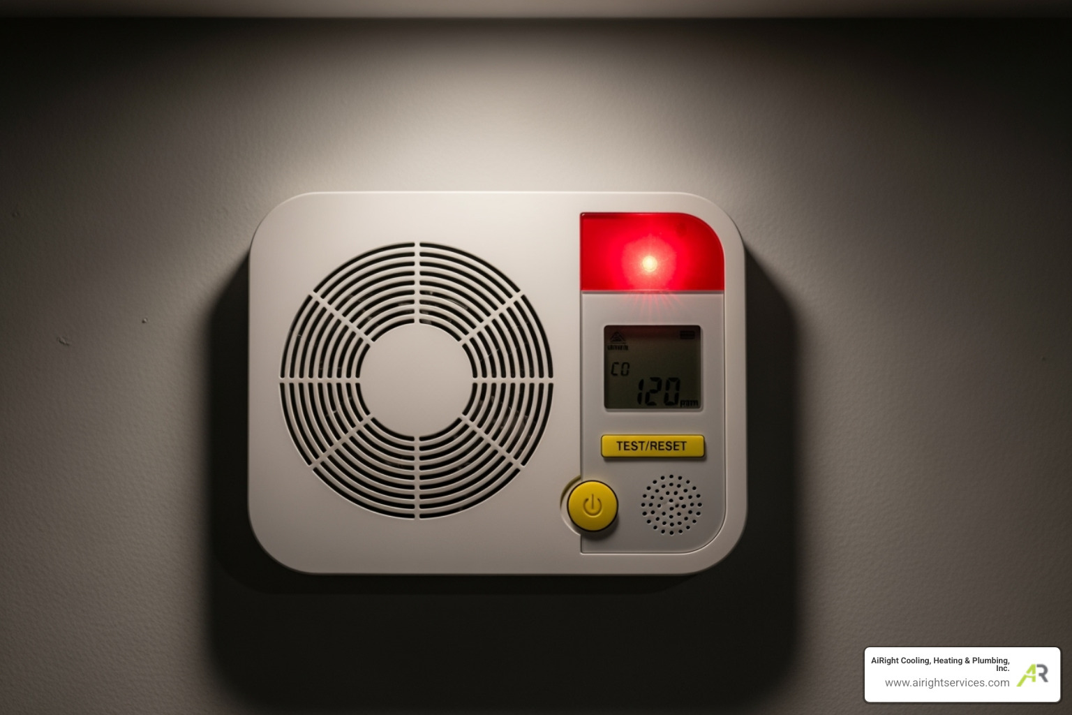 of a carbon monoxide detector alarming on a wall. - emergency heating repair in el cajon ca
