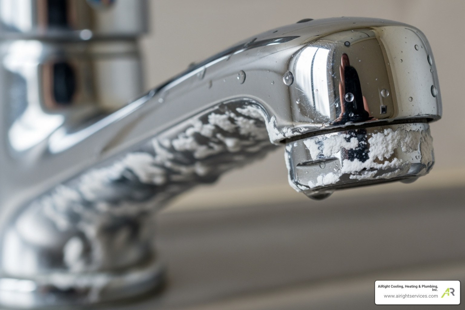 hard water scale buildup on a faucet - same day water filtration repair in carlsbad ca