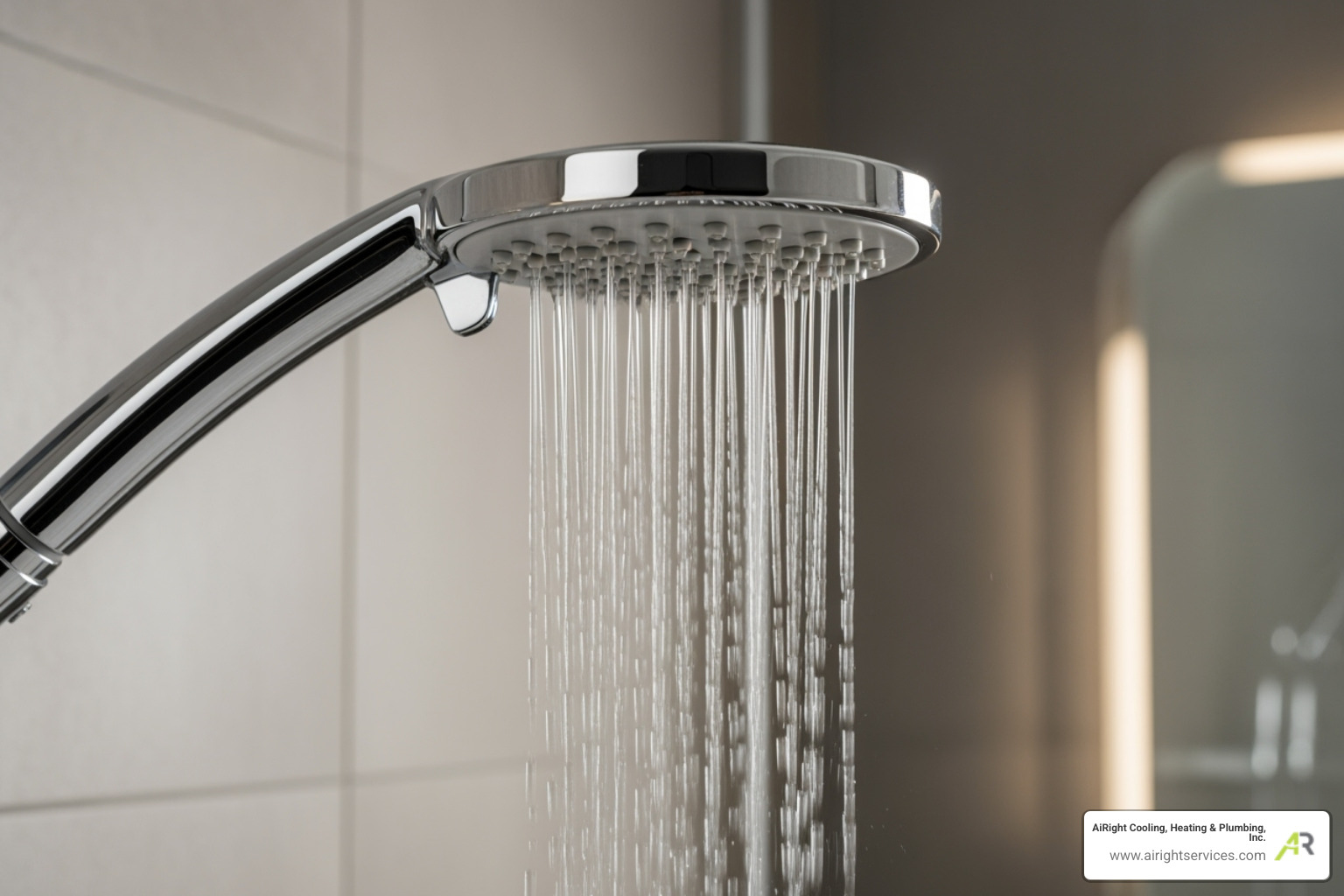 clean, scale-free shower head with flowing water - water filtration service in corona ca