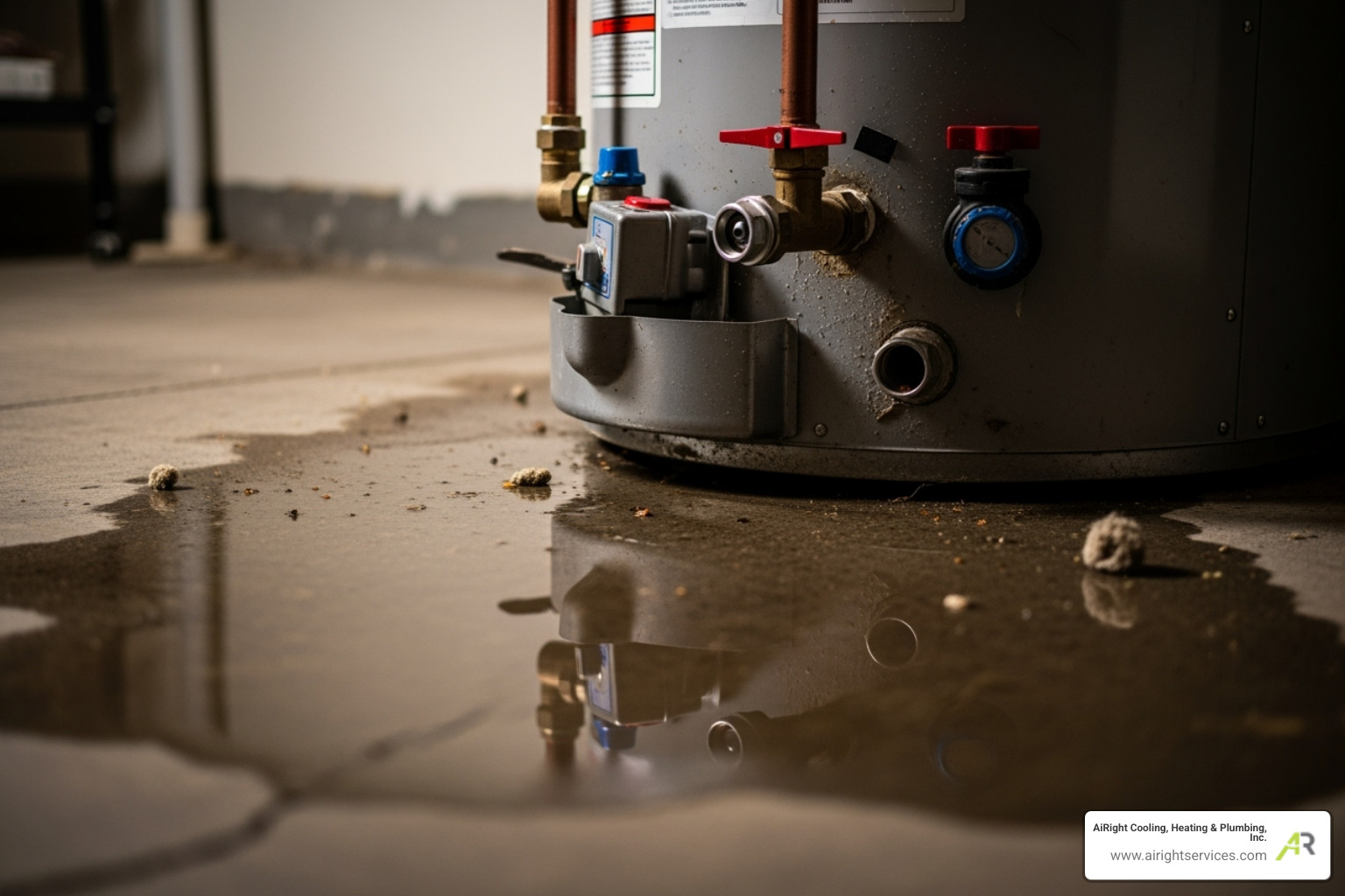 water pooling around a water heater - certified water heaters technician in escondido ca