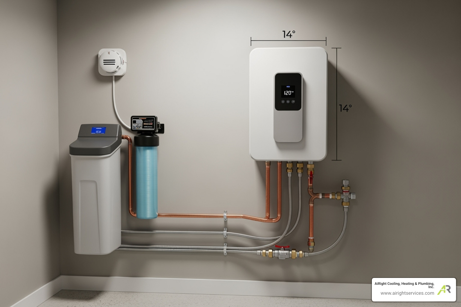 compact tankless water heater mounted on a wall - new water heaters installation in la mesa ca