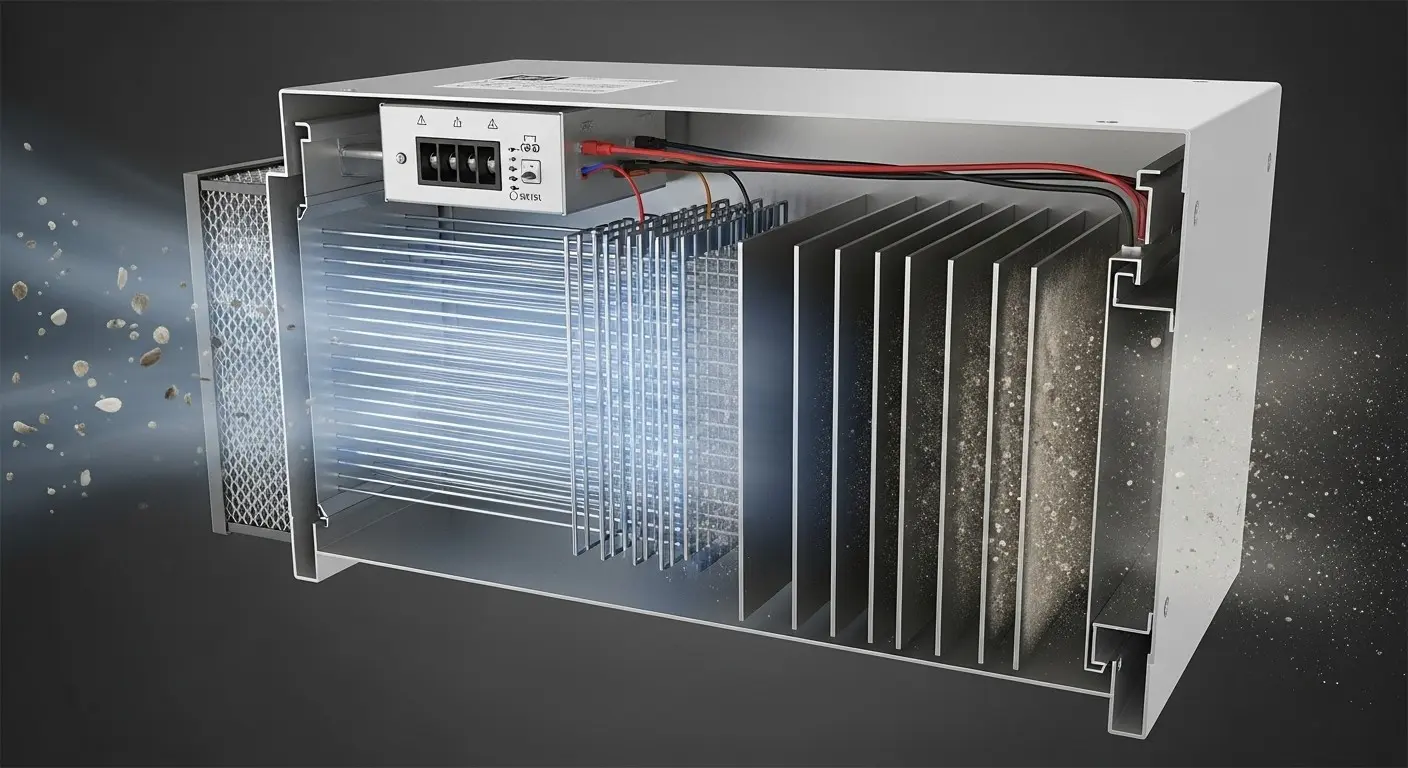 UV air purifier internal structure cross-section.