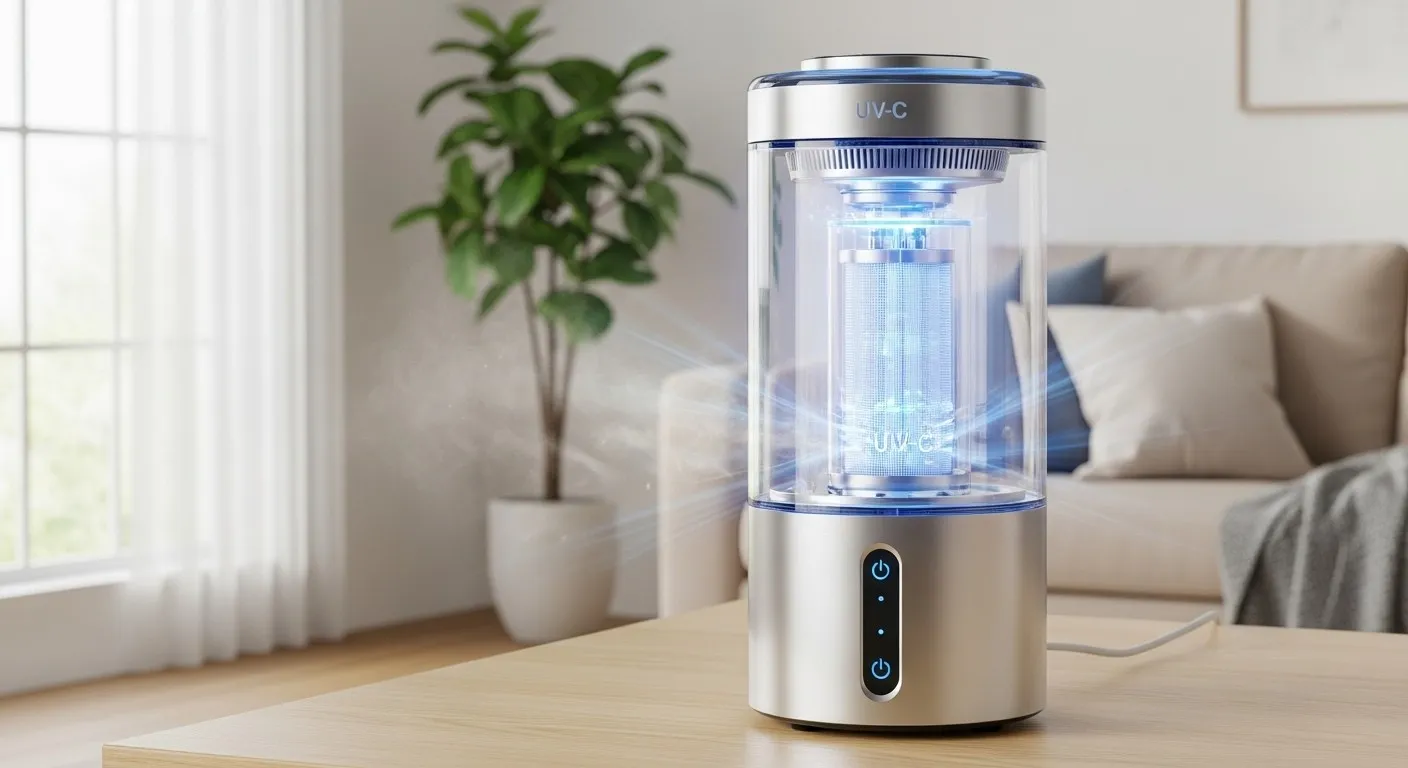 UV-C sterilizer with visible glowing components.