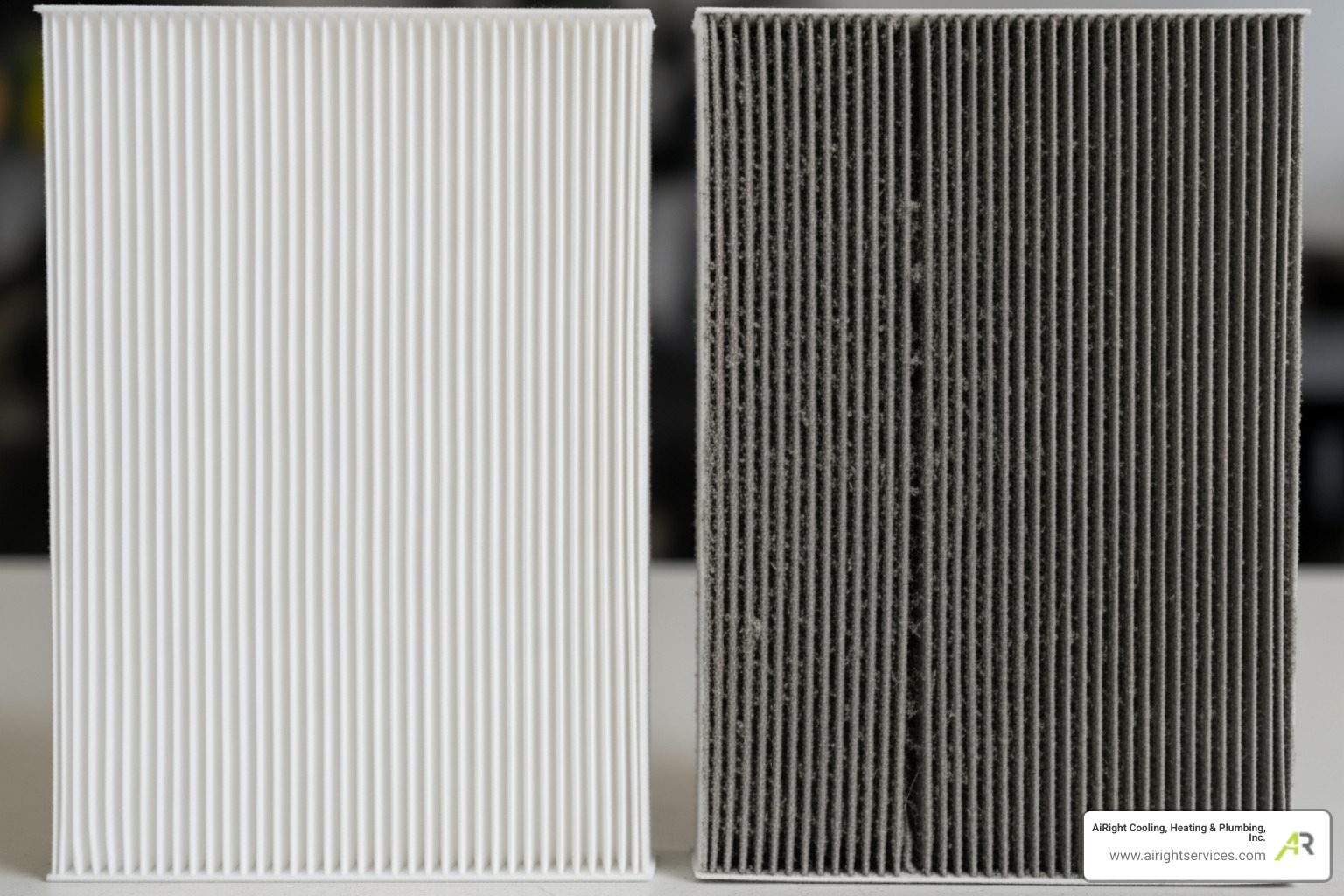 Clean HVAC air filter next to dirty one - heating repair in chula vista ca Clean HVAC air filter next to dirty one - heating repair in chula vista ca