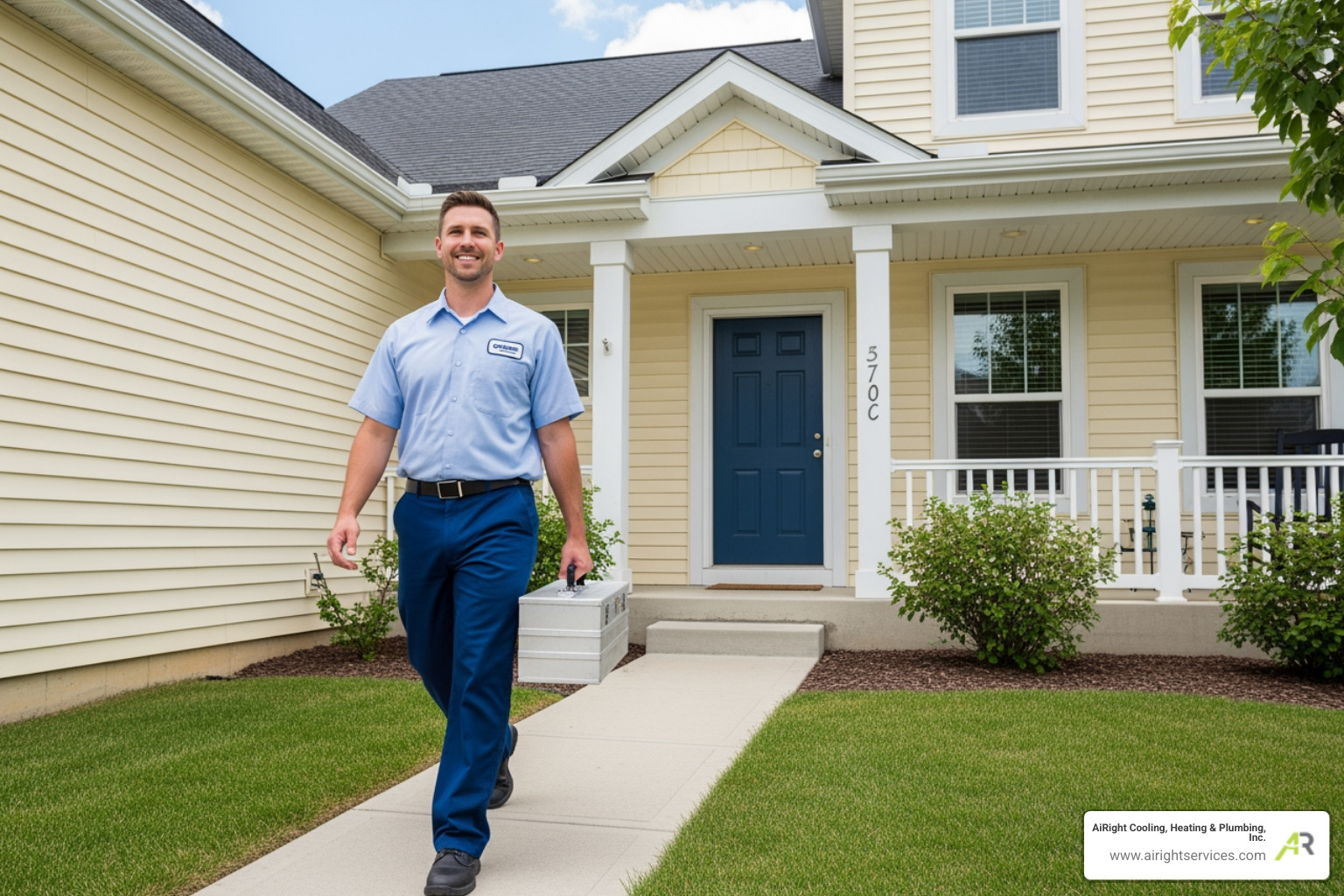 a professional, friendly technician in uniform arriving at a home - emergency heating repair in poway ca a professional, friendly technician in uniform arriving at a home - emergency heating repair in poway ca