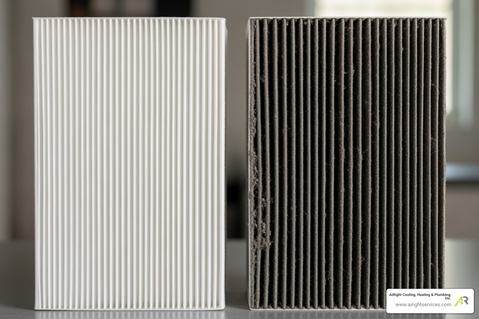 clean HVAC filter next to a dirty one - best heat pumps company in imperial beach ca