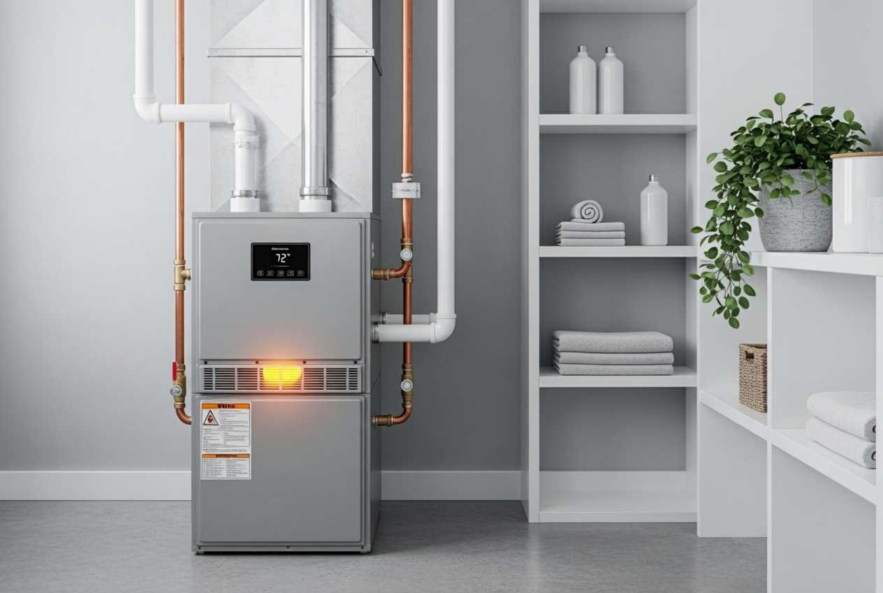 infographic explaining the top 5 benefits of furnace maintenance (safety, efficiency, longevity, cost savings, air quality) - furnace maintenance in escondido ca