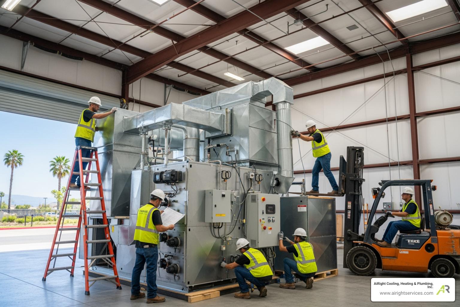 infographic showing three key benefits of professional commercial furnace installation: lower operating costs from high-efficiency equipment, improved reliability through expert sizing and installation, and better indoor air quality for employees and customers - commercial furnace installation in rancho bernardo, ca