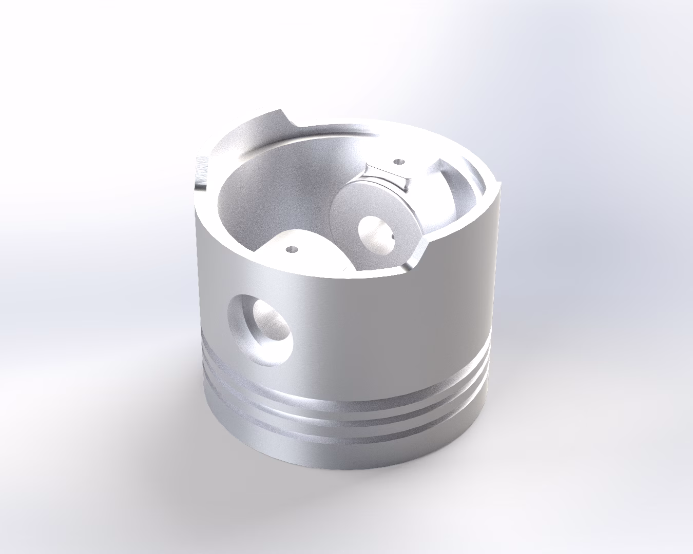 An aluminum piston made with advanced design techniques and engineered to ensure weight balance and precision.