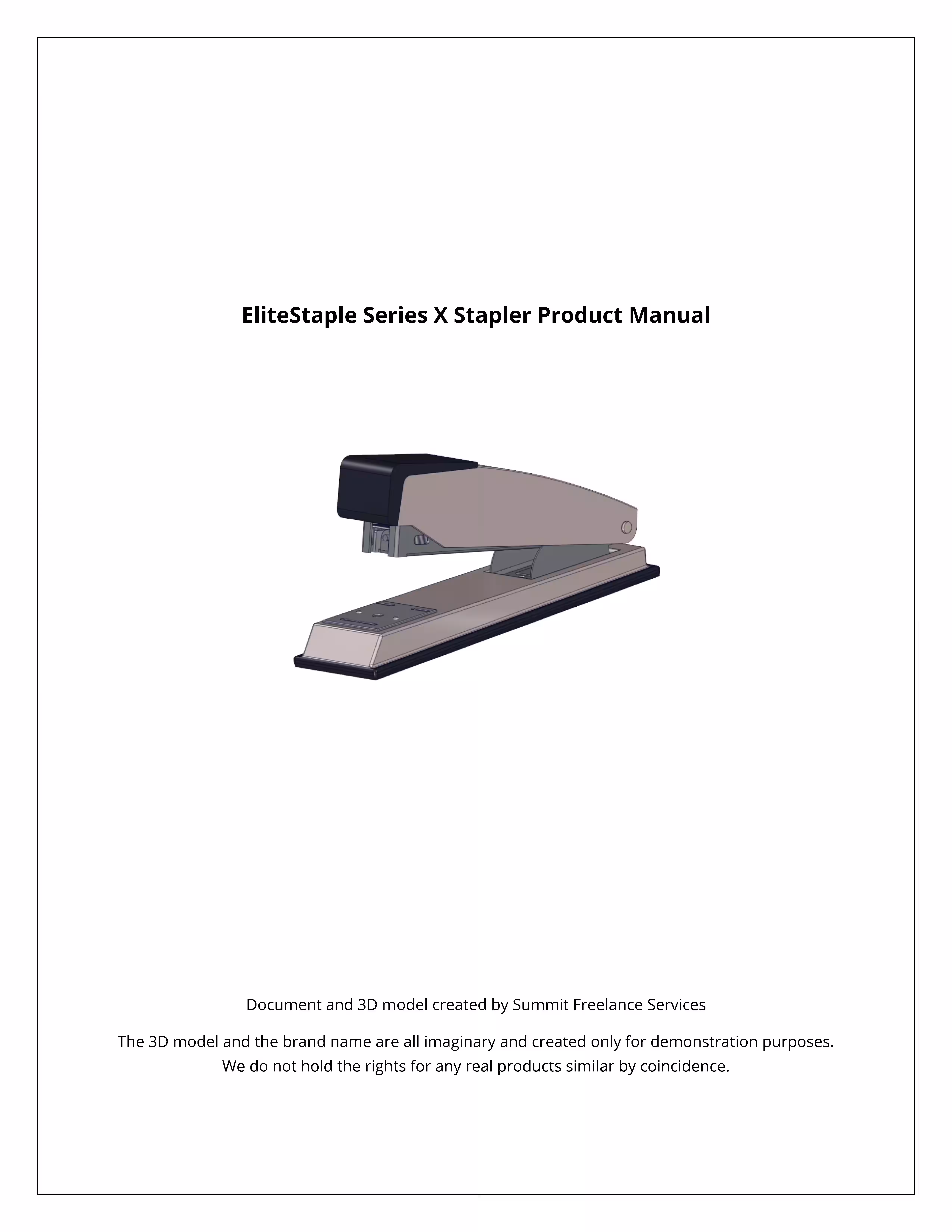 Product manual of a generic stapler with step by step instructions and full specifications.
