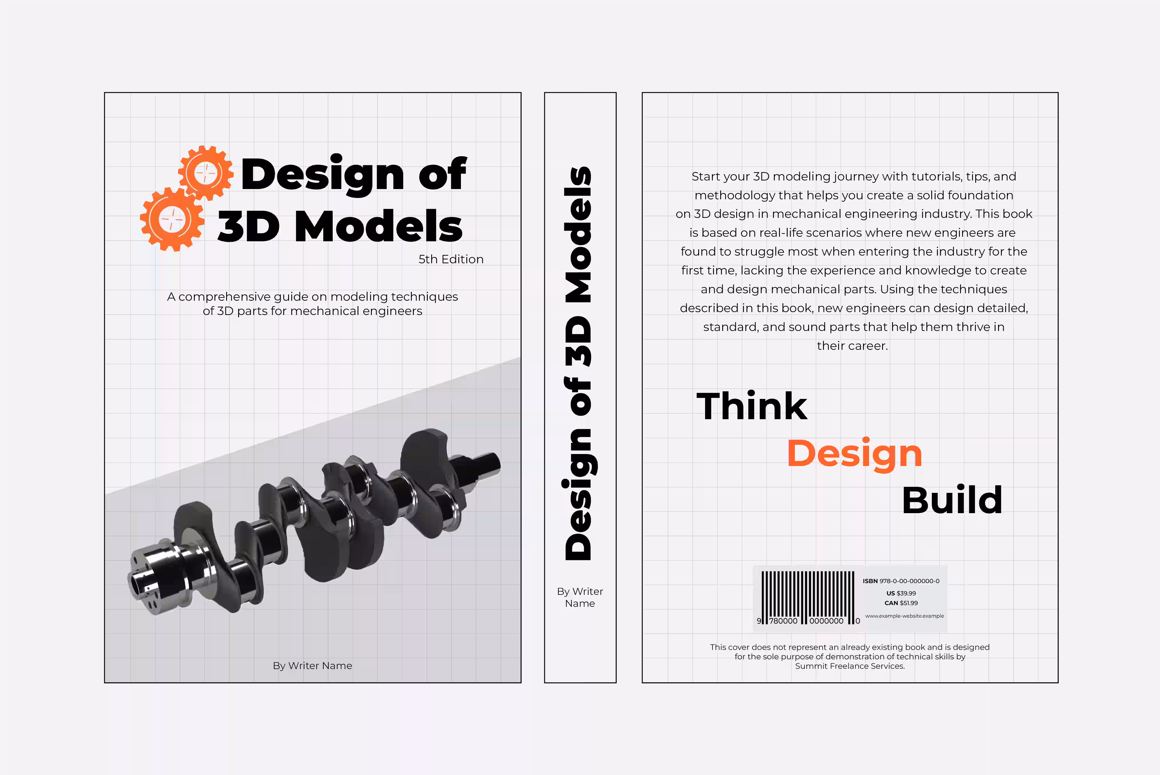 A book cover designed for an imaginary book about 3D design.