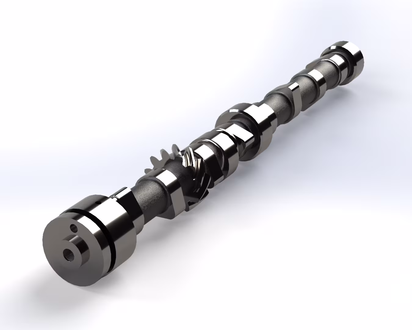 An internal combustion engine camshaft designed for accuracy in valve timing.