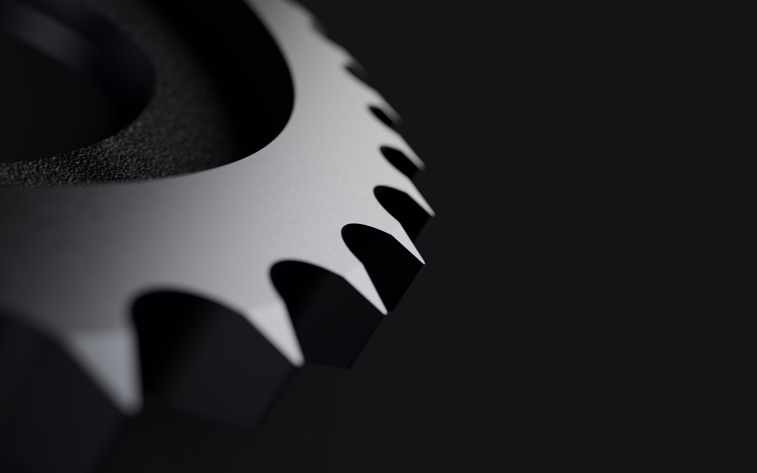 Visualizations of a gear sprocket with dark theme and depth of field features.