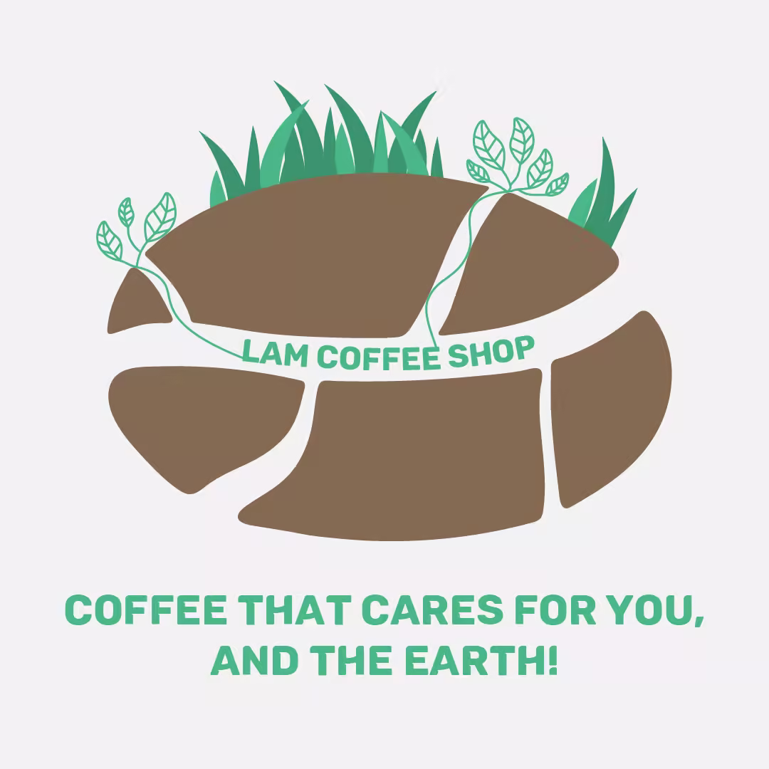 A logo designed for a coffee shop with illustration-based design used for large sized printing.
