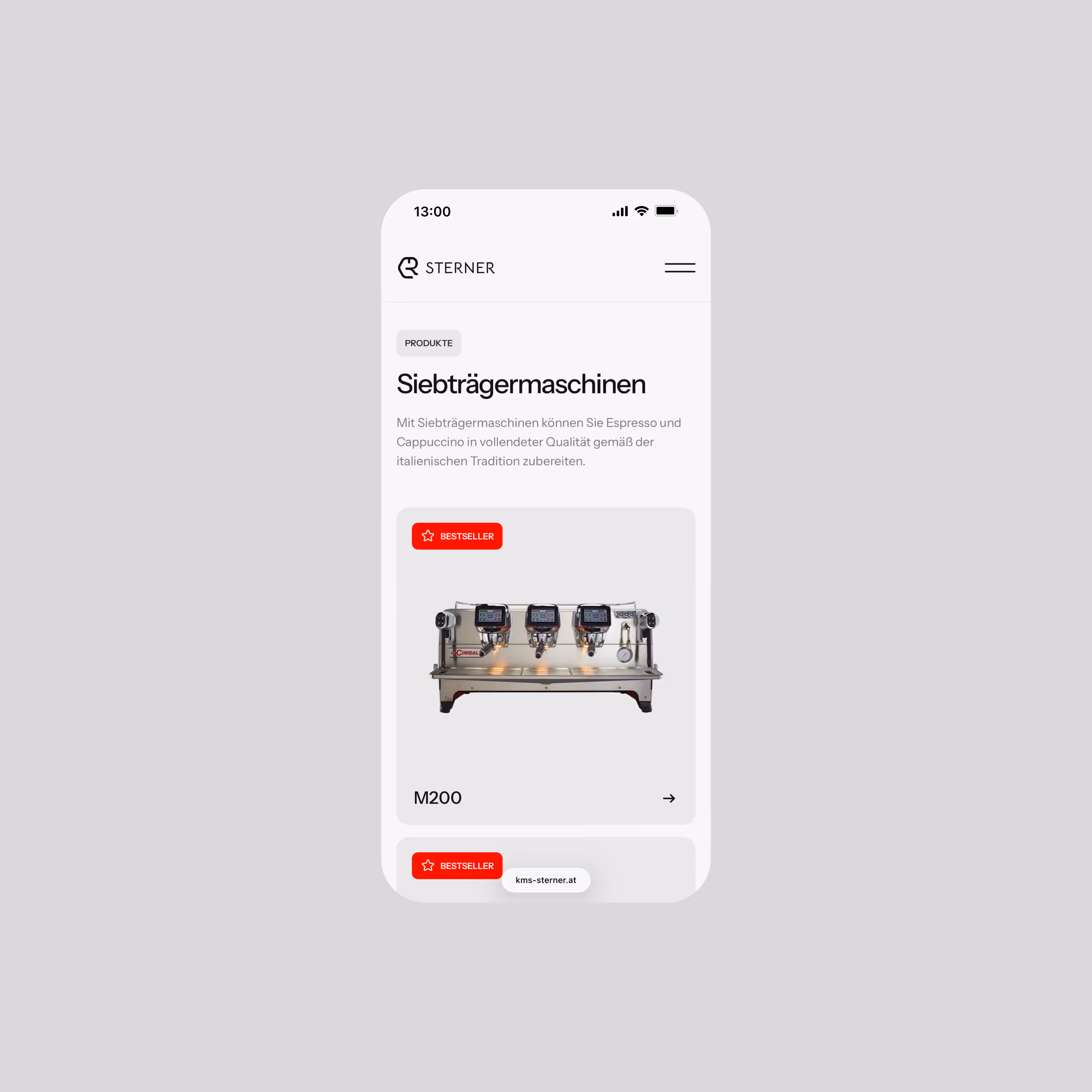 Website mit Produktübersicht für KMS Sterner in Salzburg mit Fokus auf intuitive Seitenstruktur und einfache Selbstverwaltung durch CMS.
