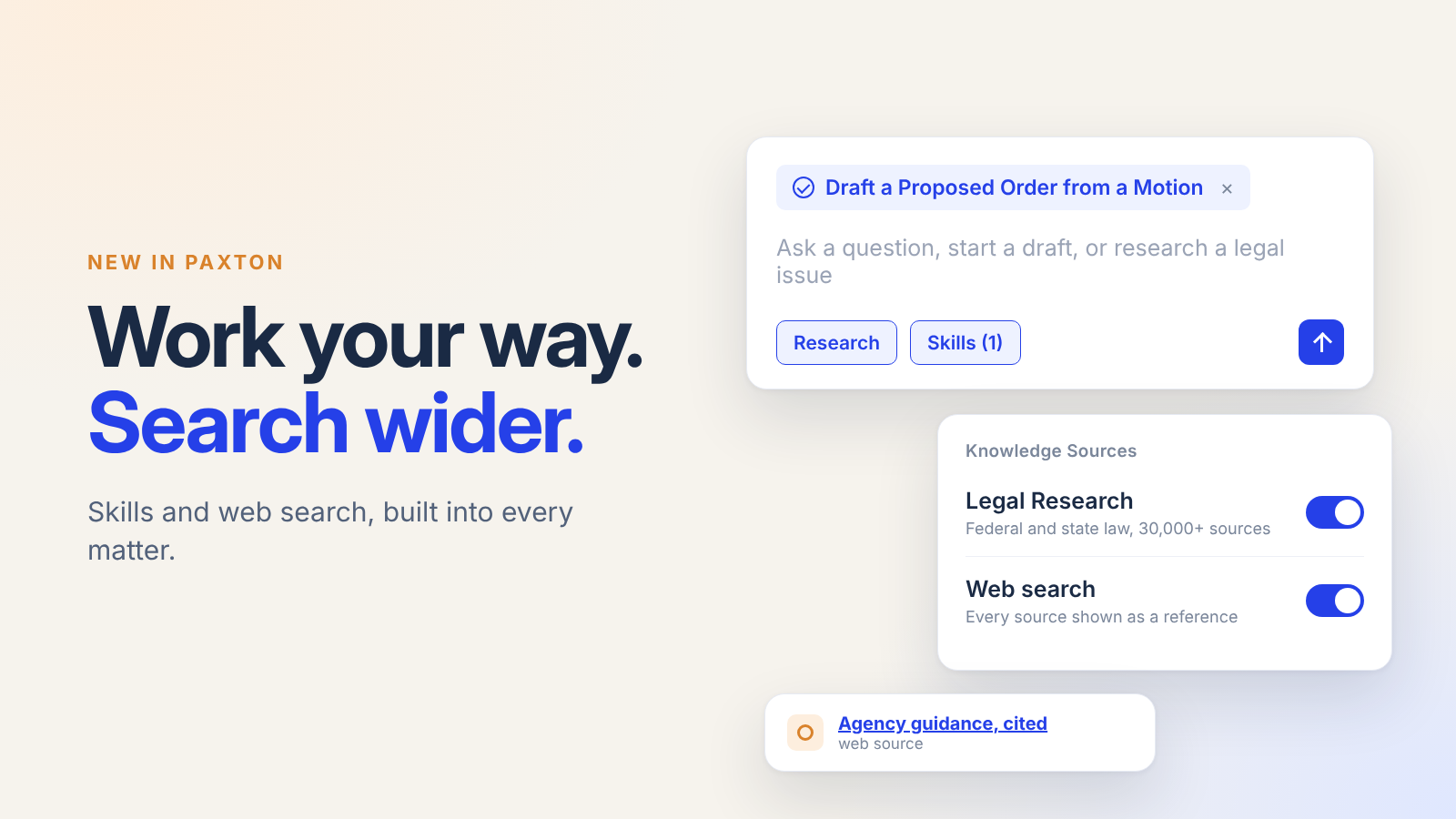 Work Your Way, Search Wider: Skills and Web Search in Paxton