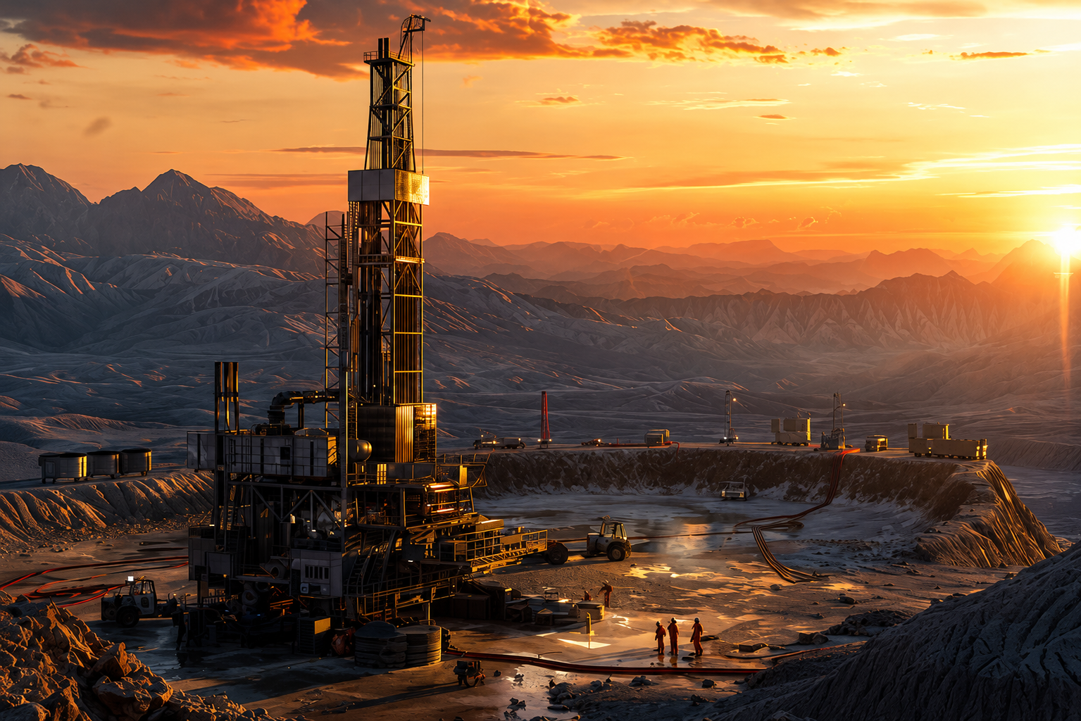 Pumpjack extracting oil in a dry, open landscape under a blue sky.