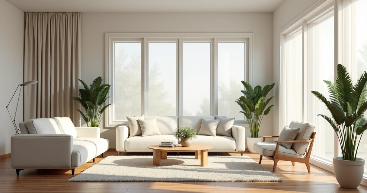 Perspectiva 3D renderizada de um ambiente interno 
