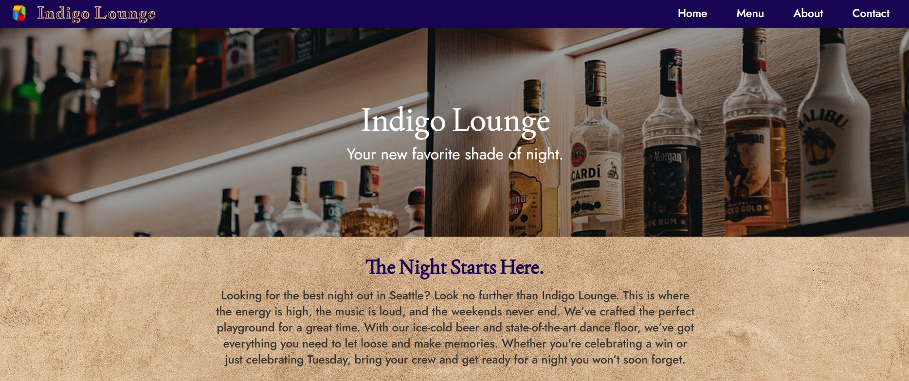 The hero image of a construction website showing a modern two-story house with lit windows, triple garage, and well-kept front yard at dusk.