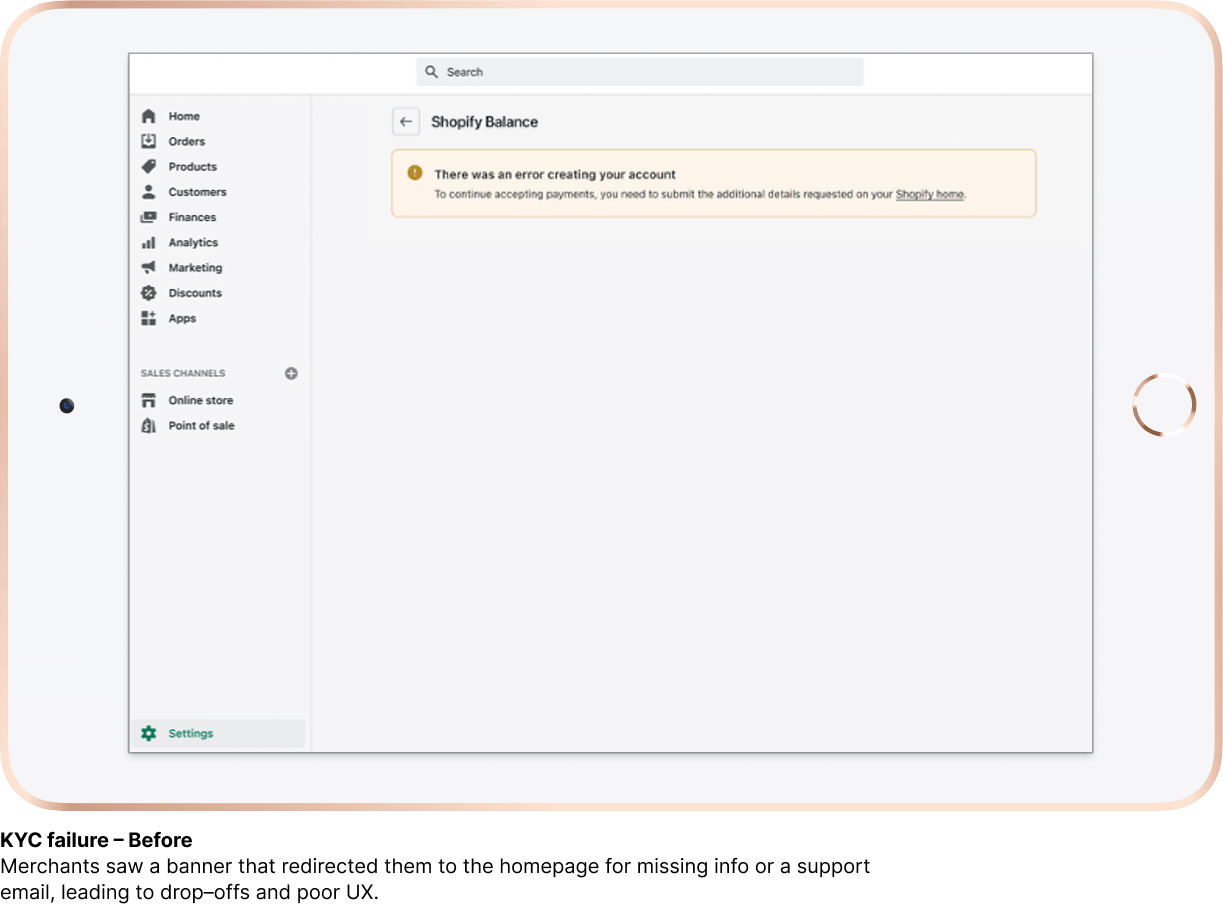 KYC error before design