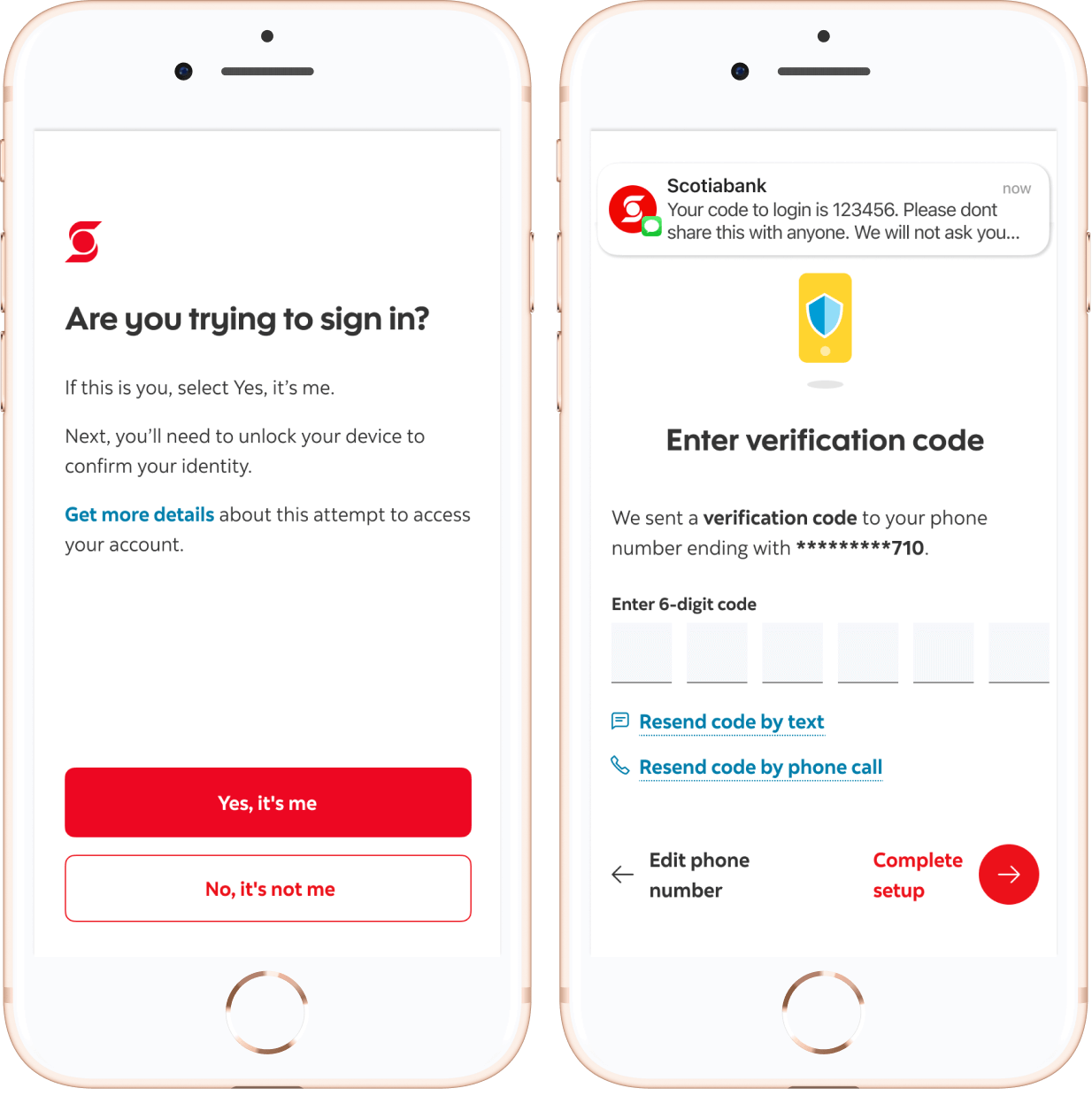 2-step verification mobile screens