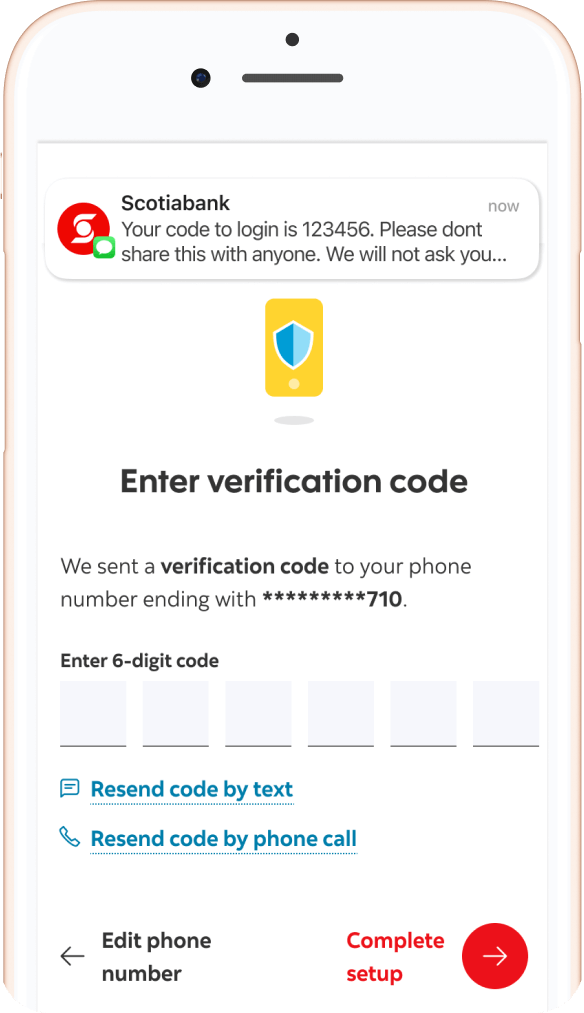 Mobile phone showing 2-step verification
