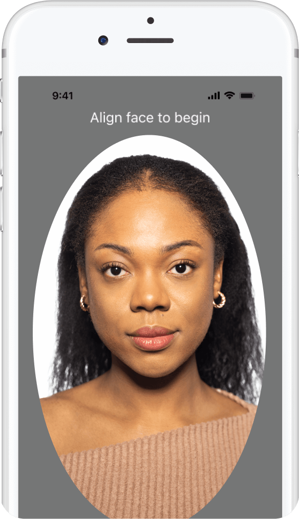 Mobile phone showing take a selfie screen