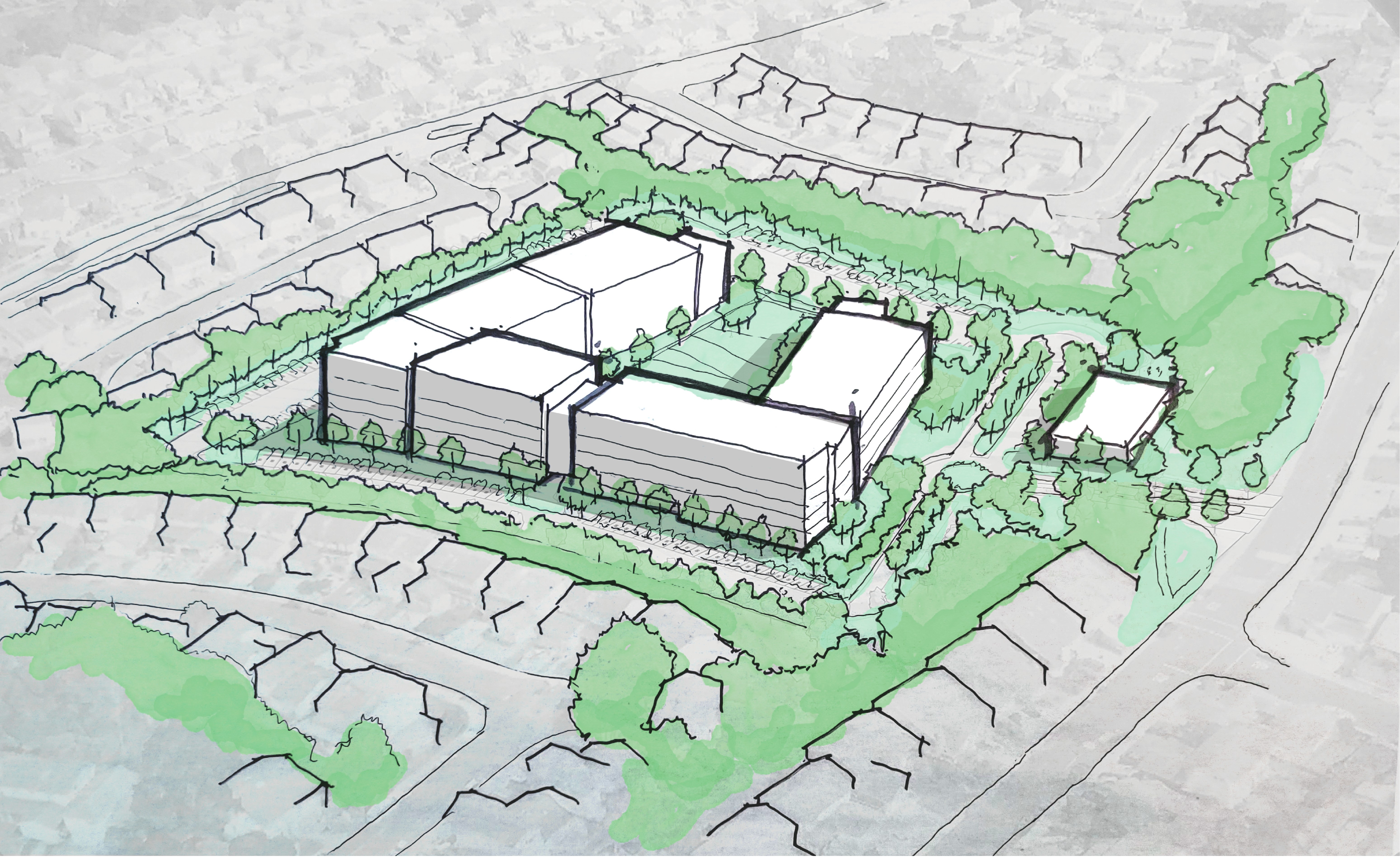 midrise workforce housing building sketch