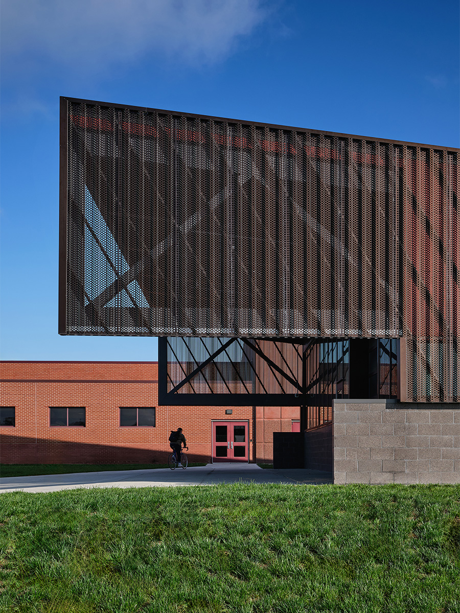 The facility's cantilevers also provide cover from the elements.