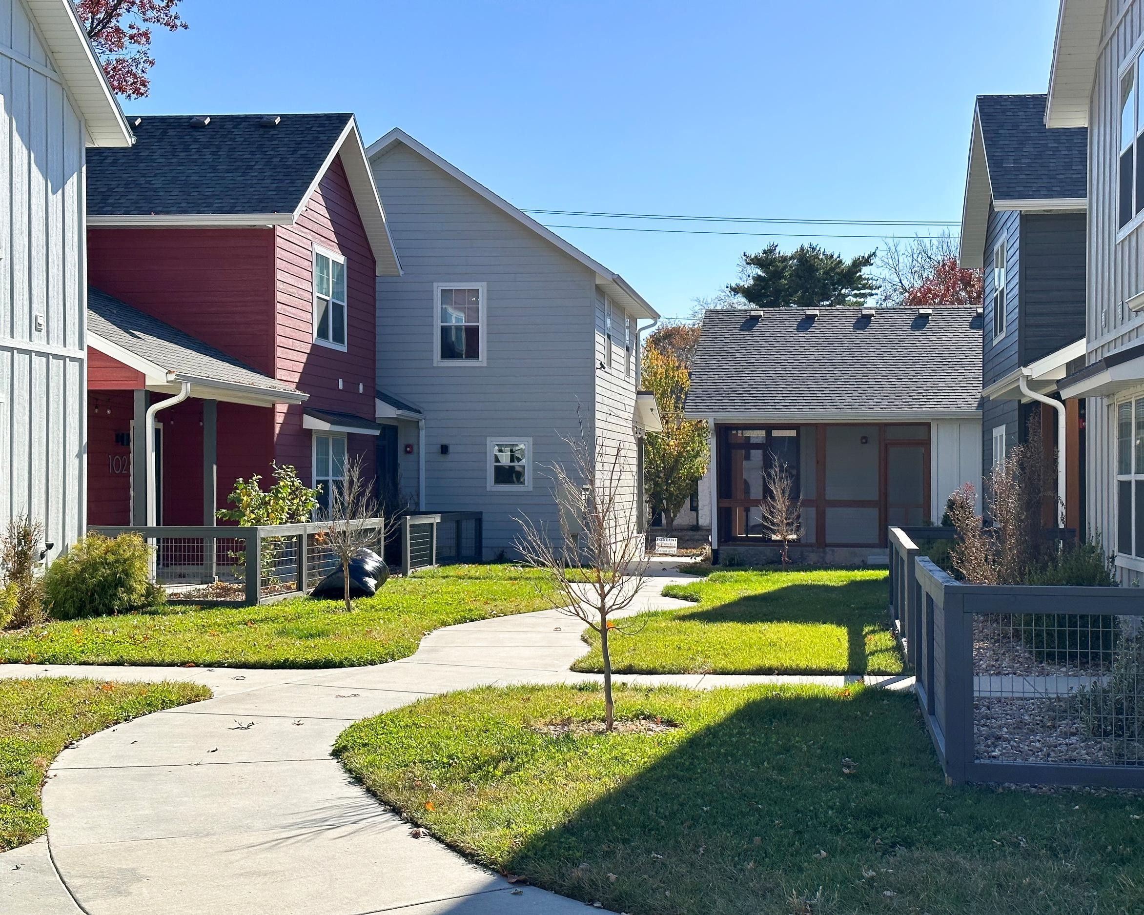 An existing apartment complex courtyard in Springfield. 