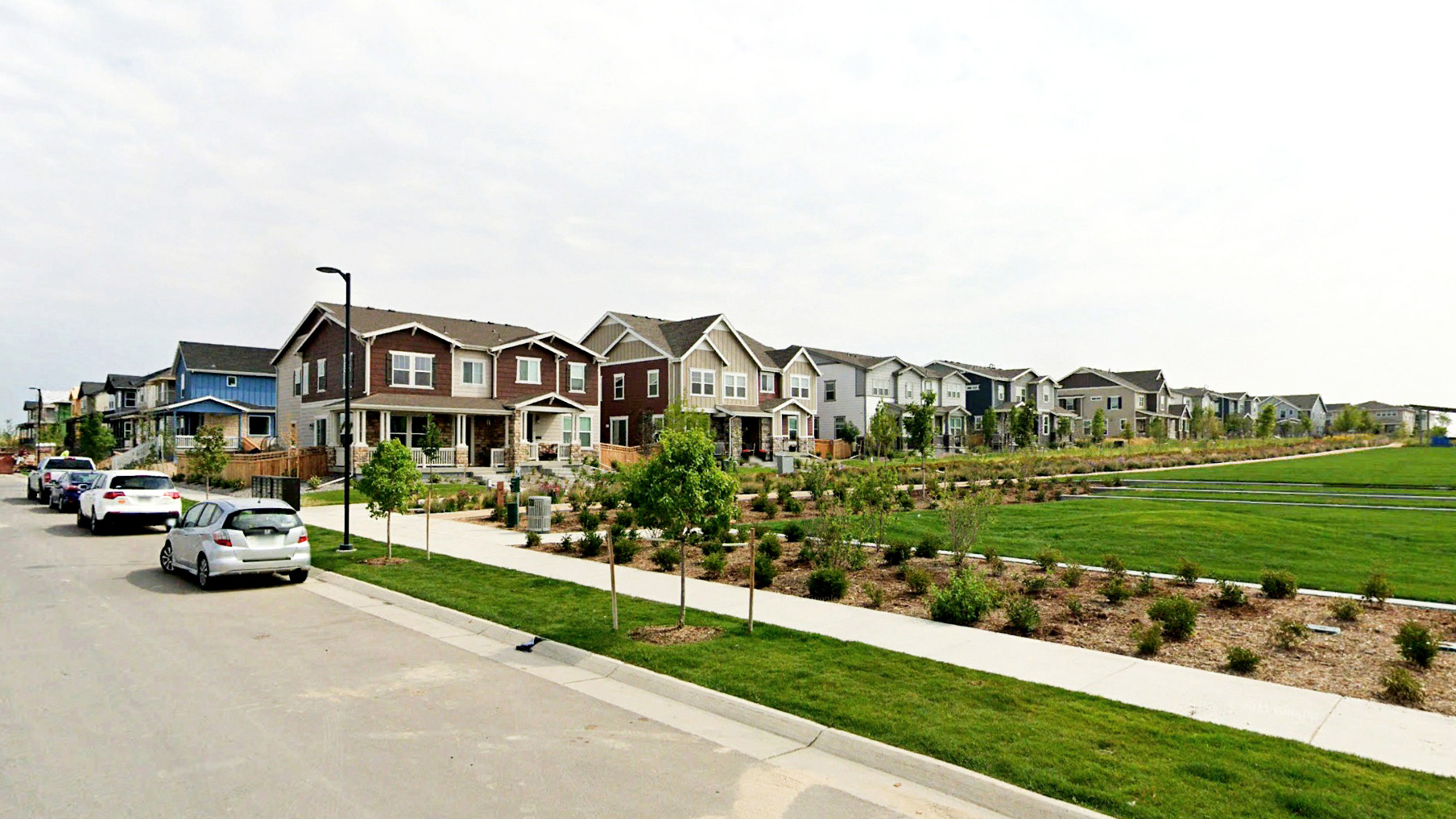 New developments face a large green space in Aurora, CO.