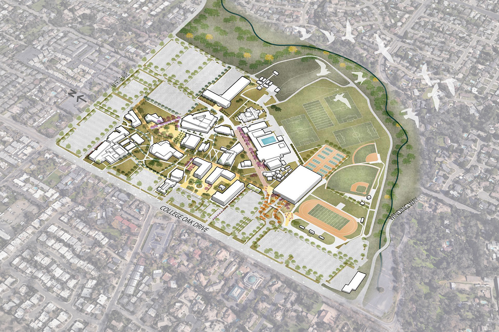 An illustration of the American River College campus plan