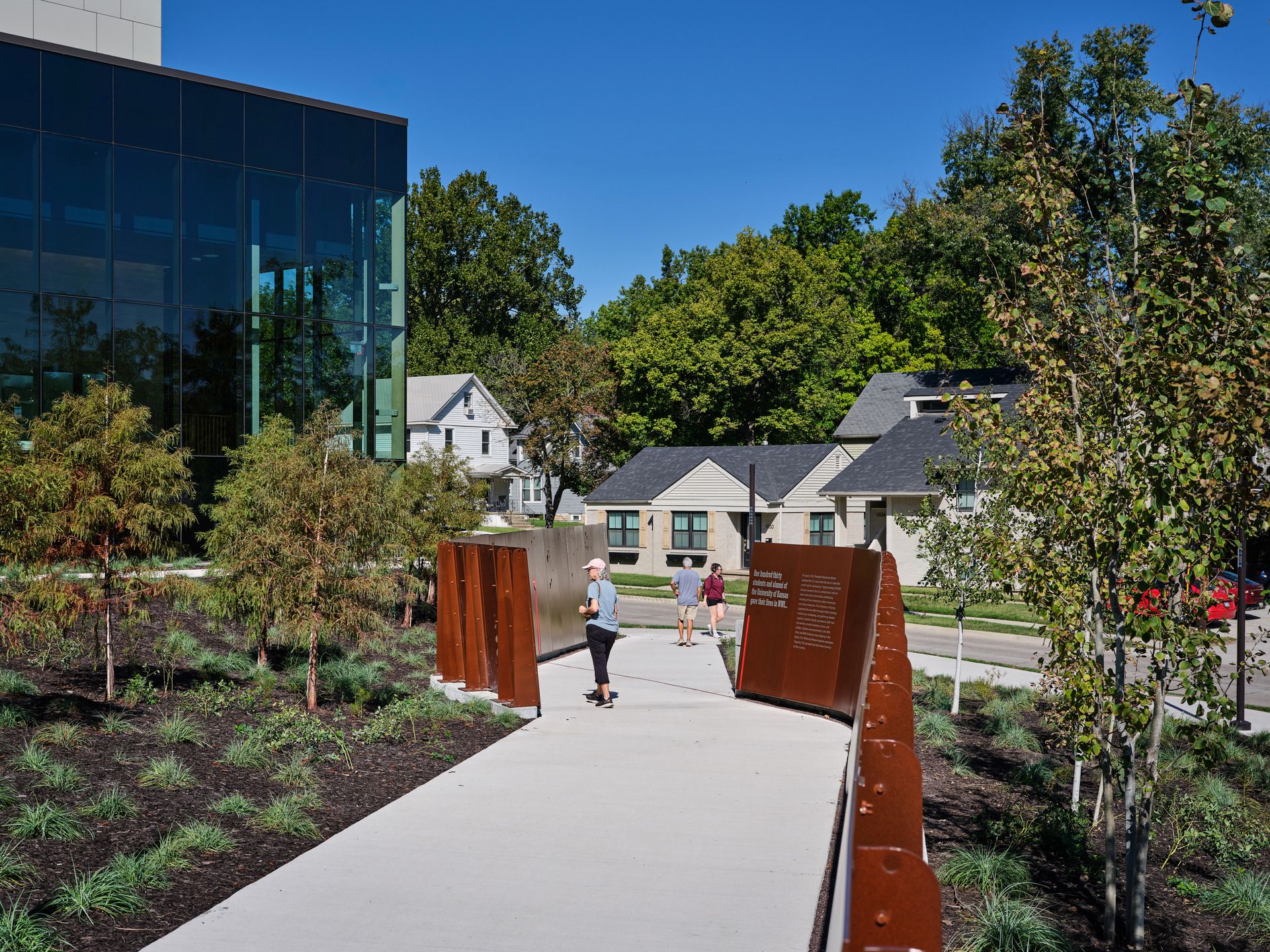 A World War I memorial outside the Conference Center honors KU alumni who lost their lives in the war.