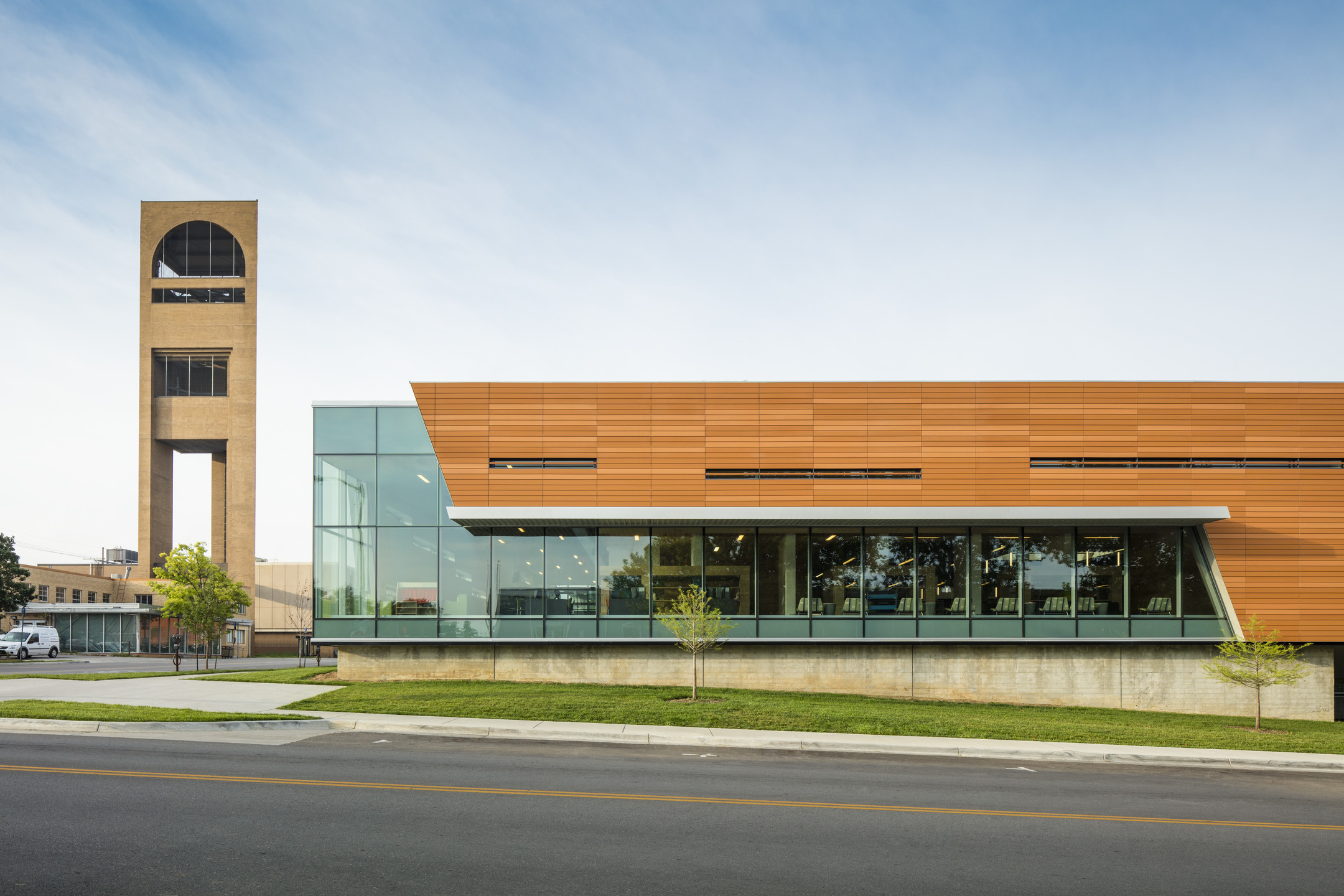 An exterior view of the library's entry.