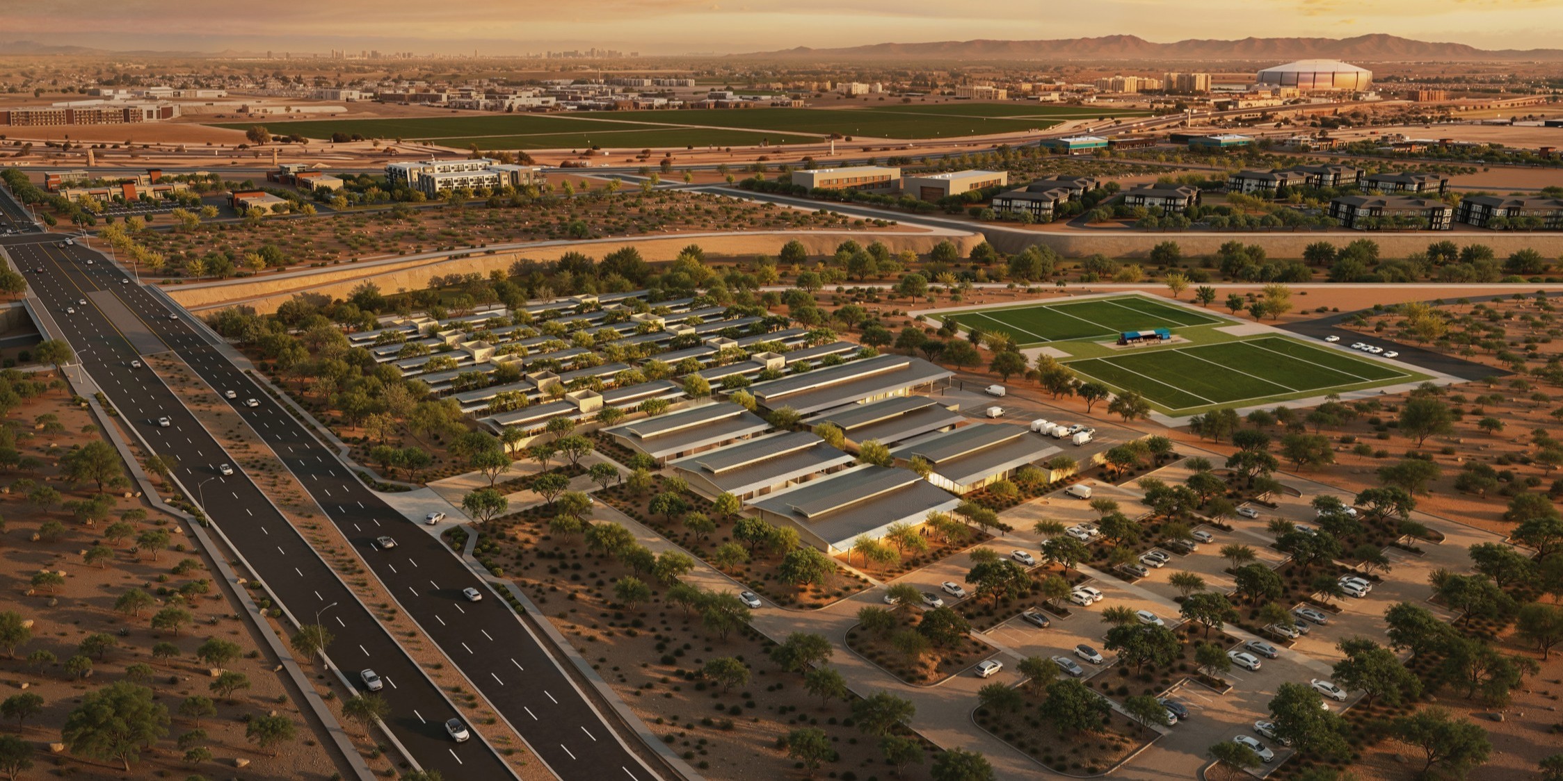 A render shows an aerial view of the West Valley Animal Care Center.