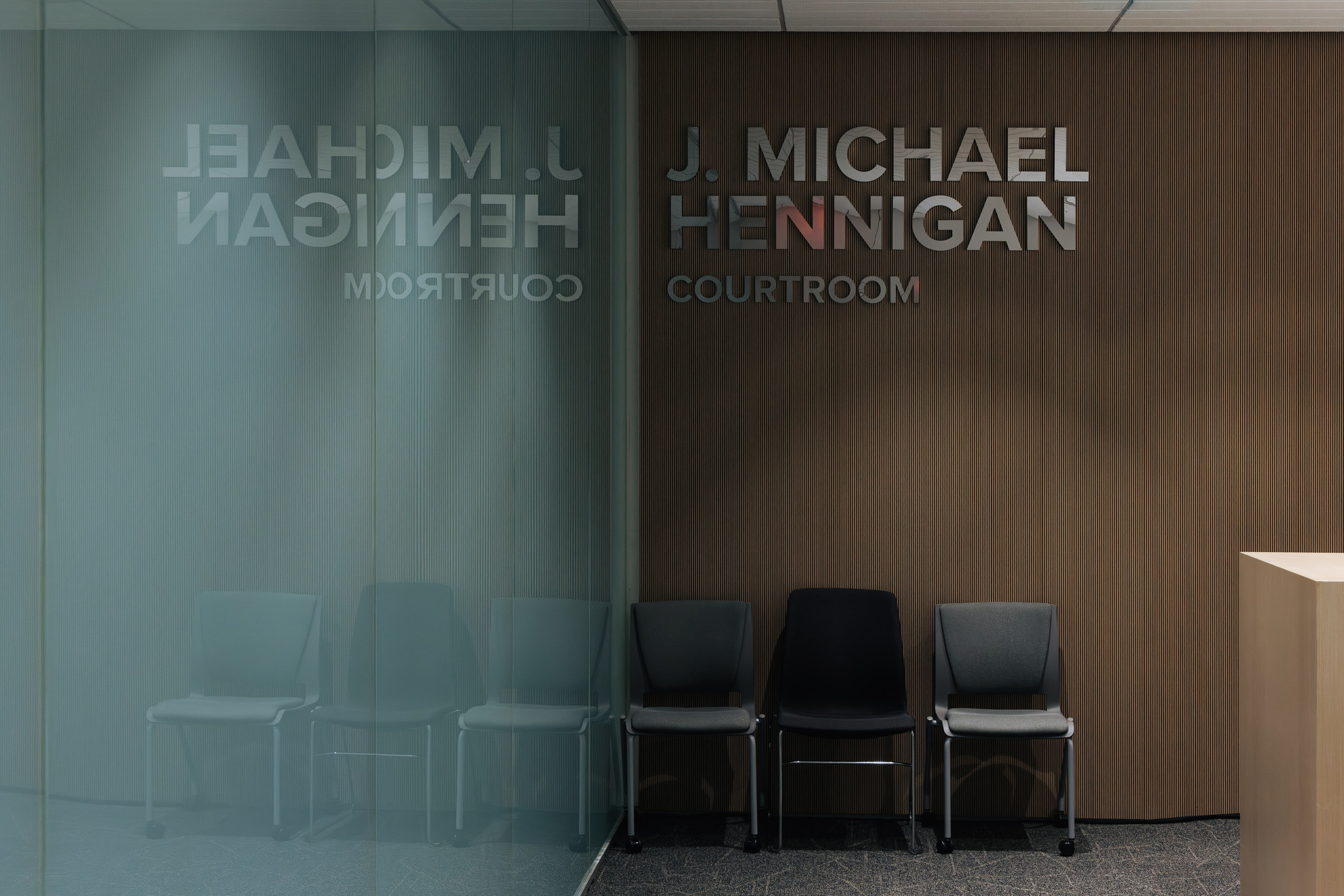 The J. Michael Hennigan mock law court at the University of Arizona College of Law.