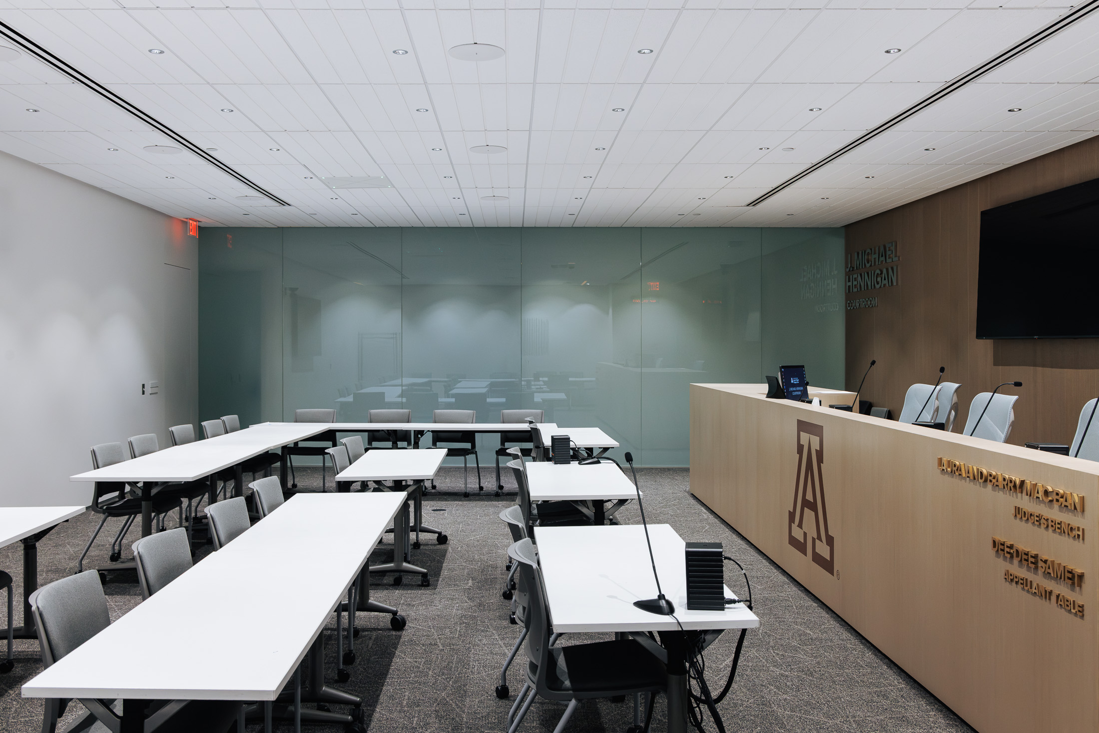 The J. Michael Hennigan mock law court at the University of Arizona College of Law.