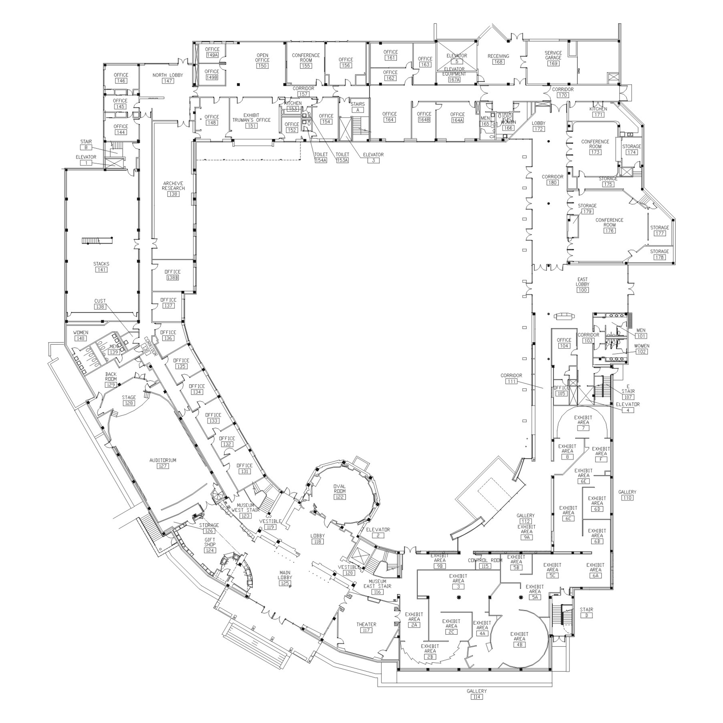 A floor plan shows the first floor of the Harry S. Truman Presidential Library & Museum. 