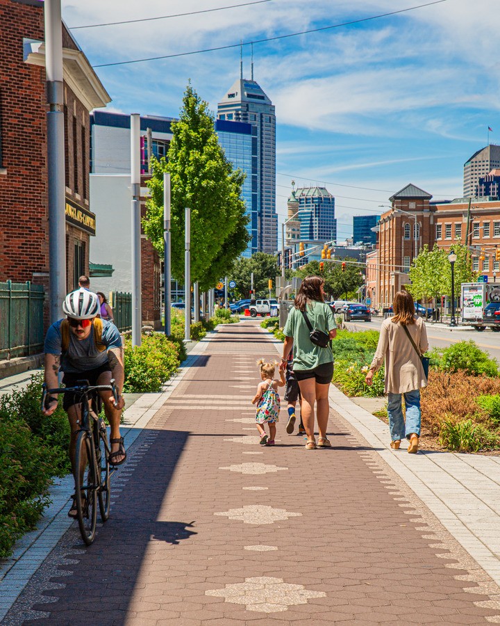 The Indianapolis Cultural Trail spans 10 miles across the downtown and surrounding areas.