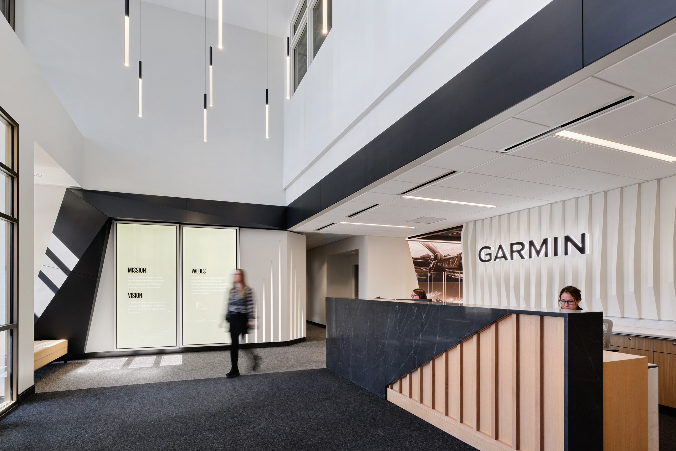 An entry at one of the Garmin corporate headquarters buildings, designed by Multistudio.