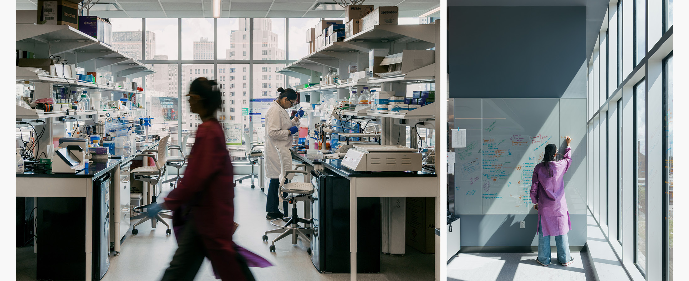 Scientists working inside the lab at the LSU Health Sciences Center. 