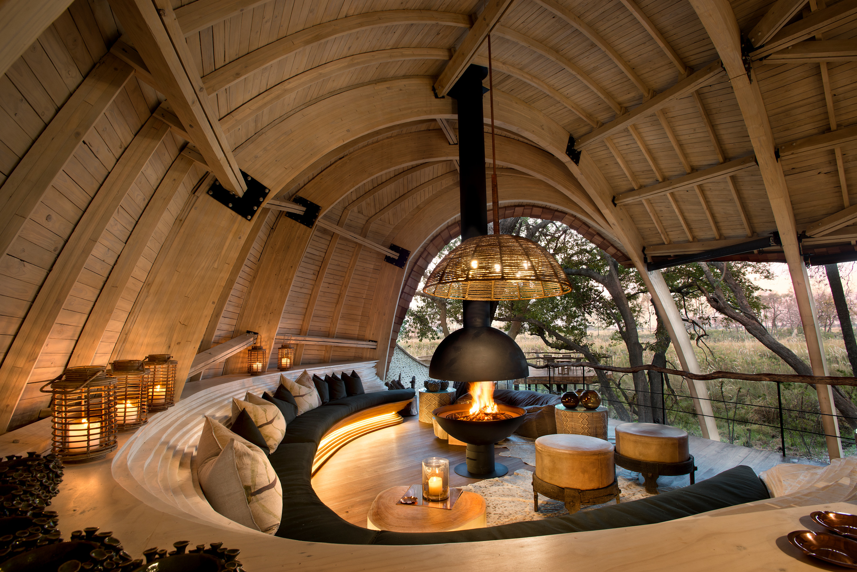 The designer interiors of a Botswana luxury safari lodge