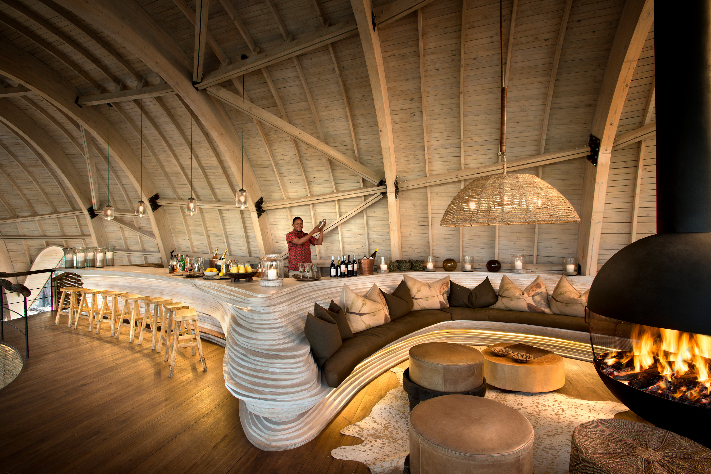 Designer interiors of Sandibe Okavango Lodge