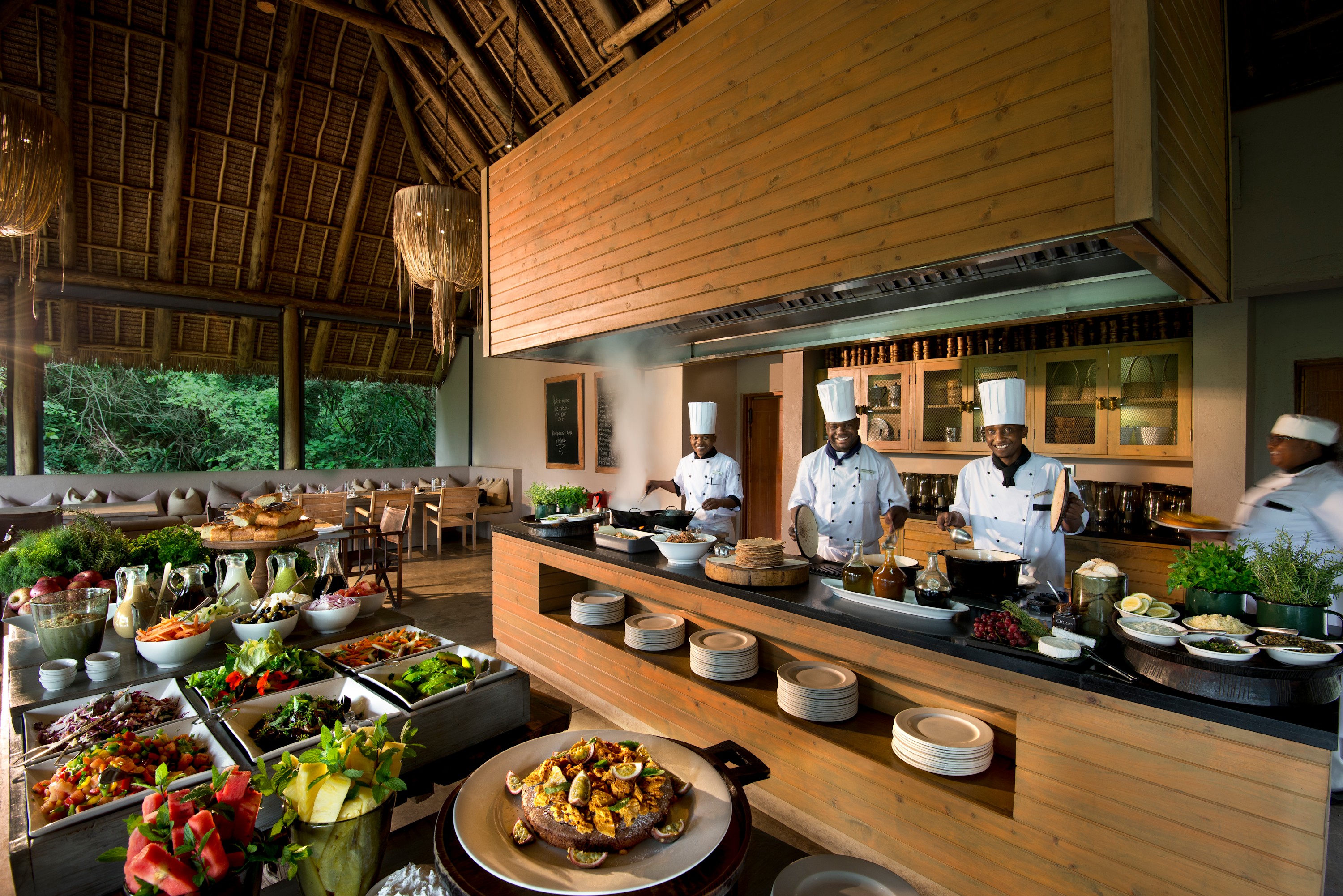 The buffet breakfast at Kichwa Tembo in Kenya